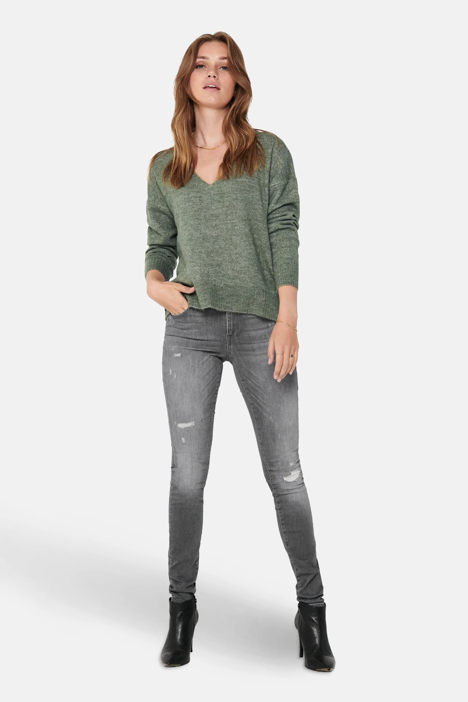 Pull met ronde hals - groen - Image 8