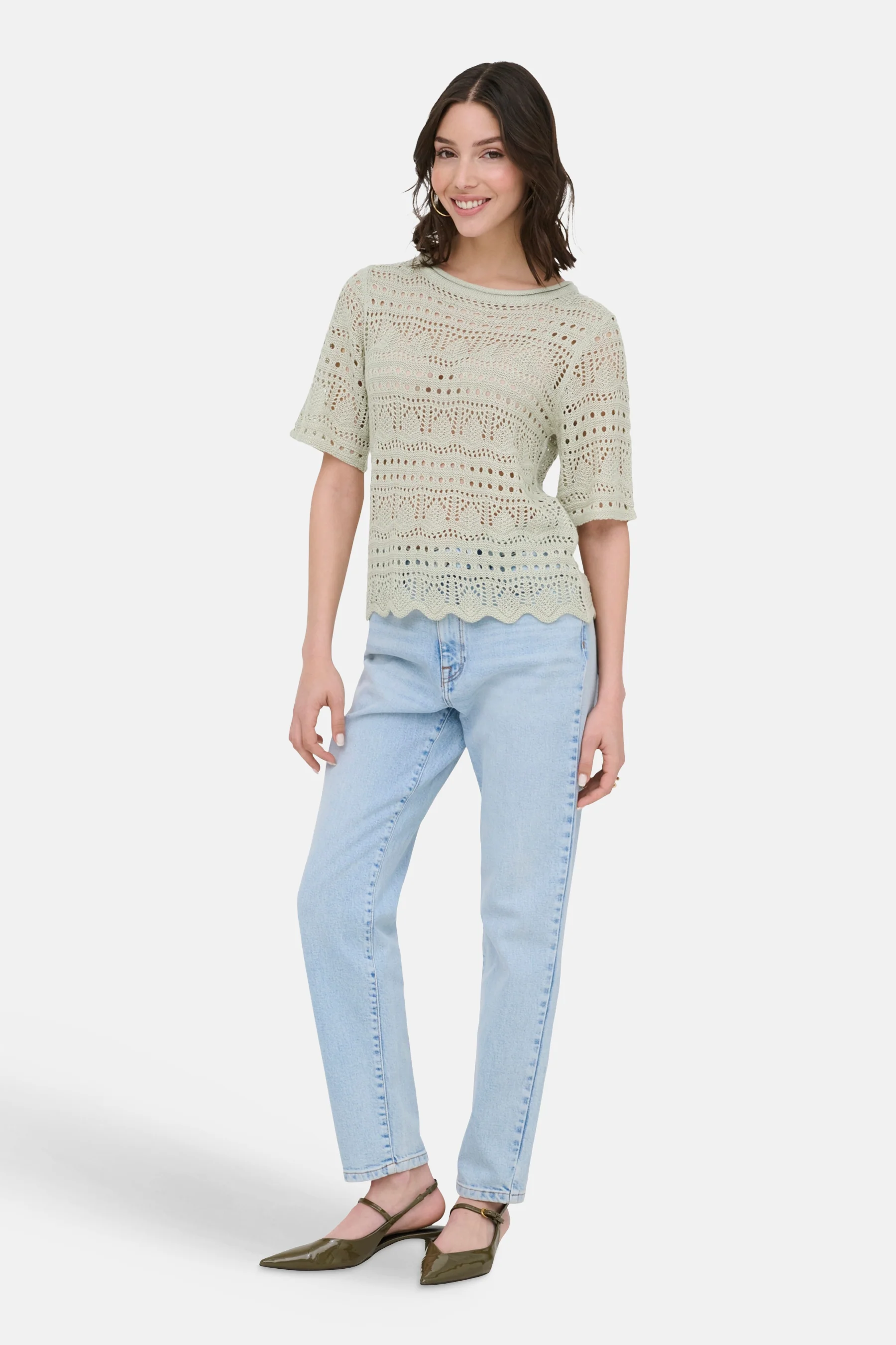 Pull met ronde hals - groen - Image 4