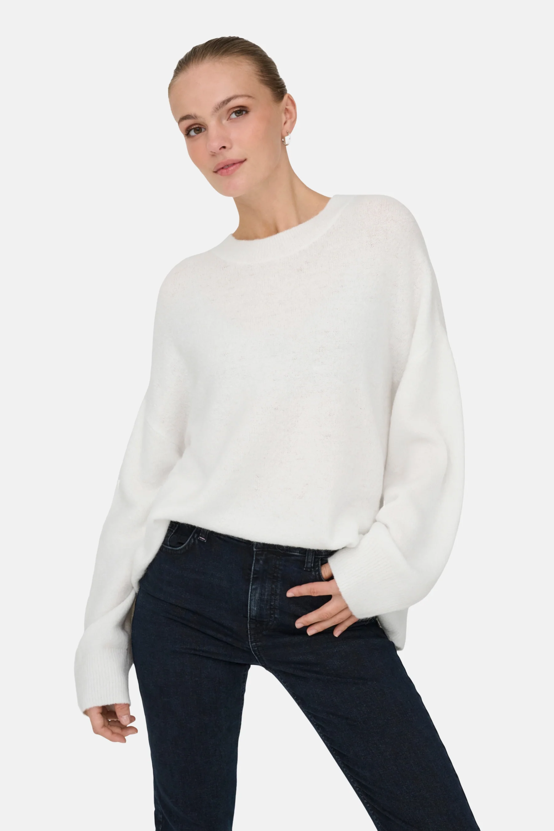 Pull met ronde hals - wit