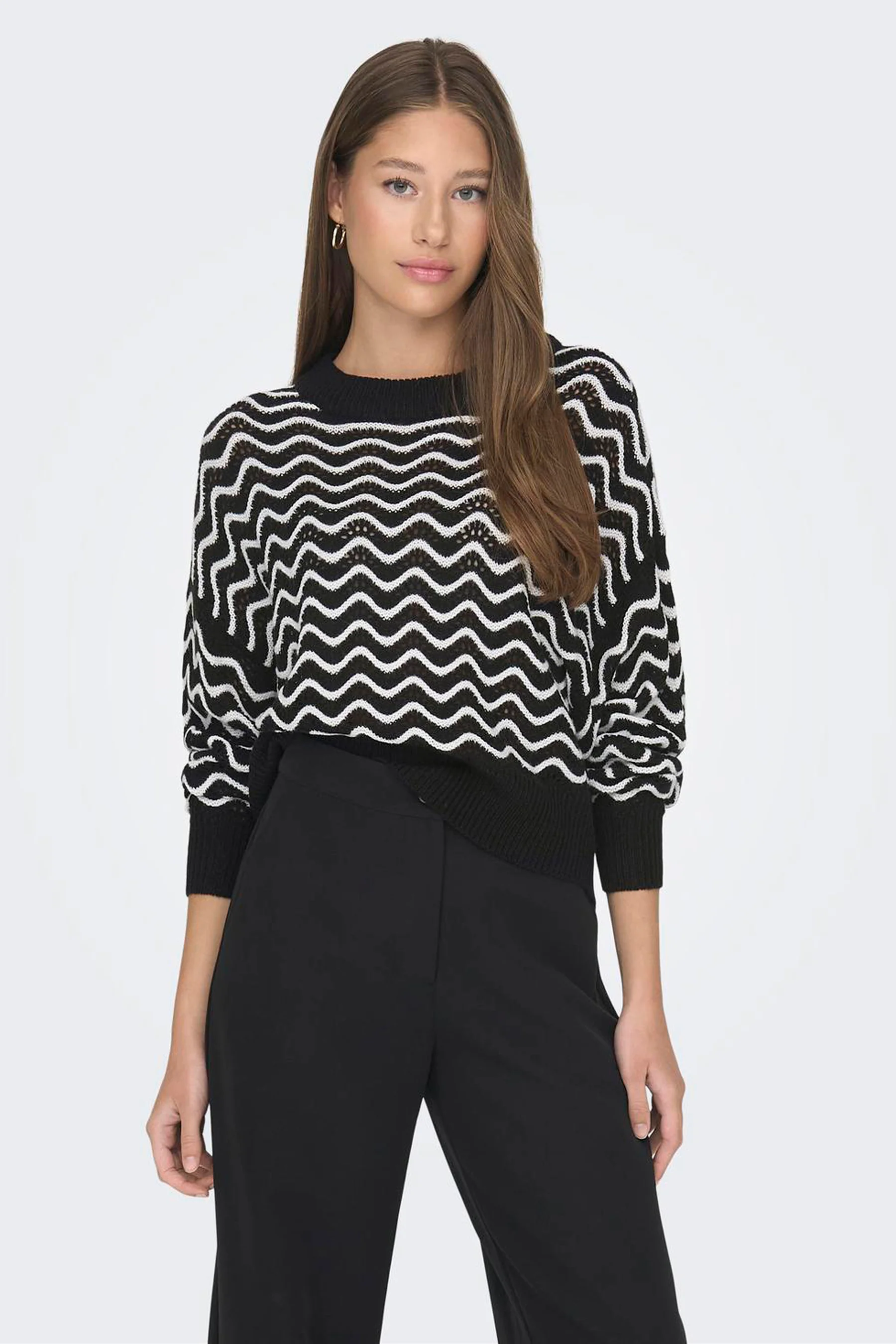 Pull met ronde hals - zwart