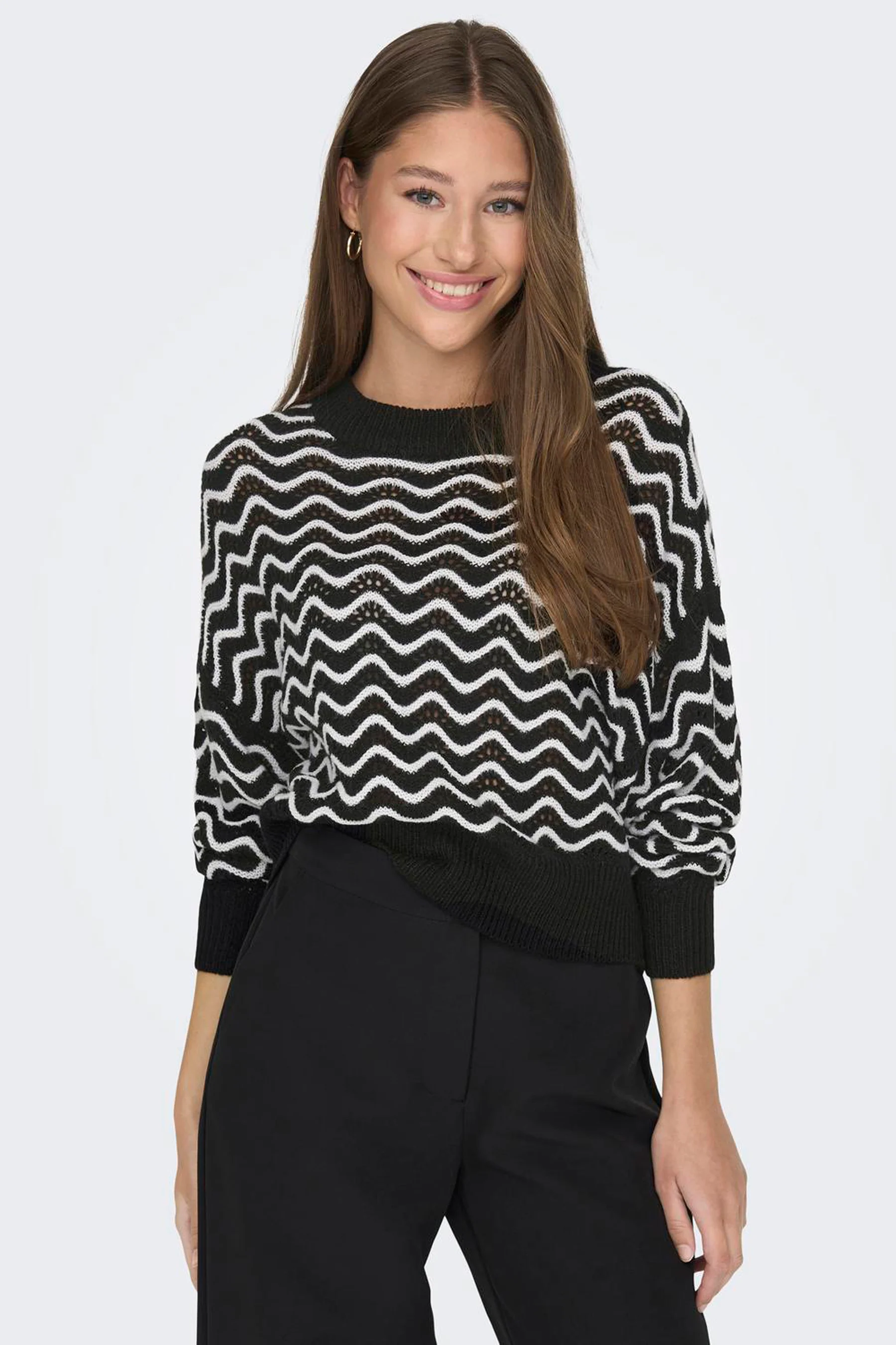Pull met ronde hals - zwart - Image 5