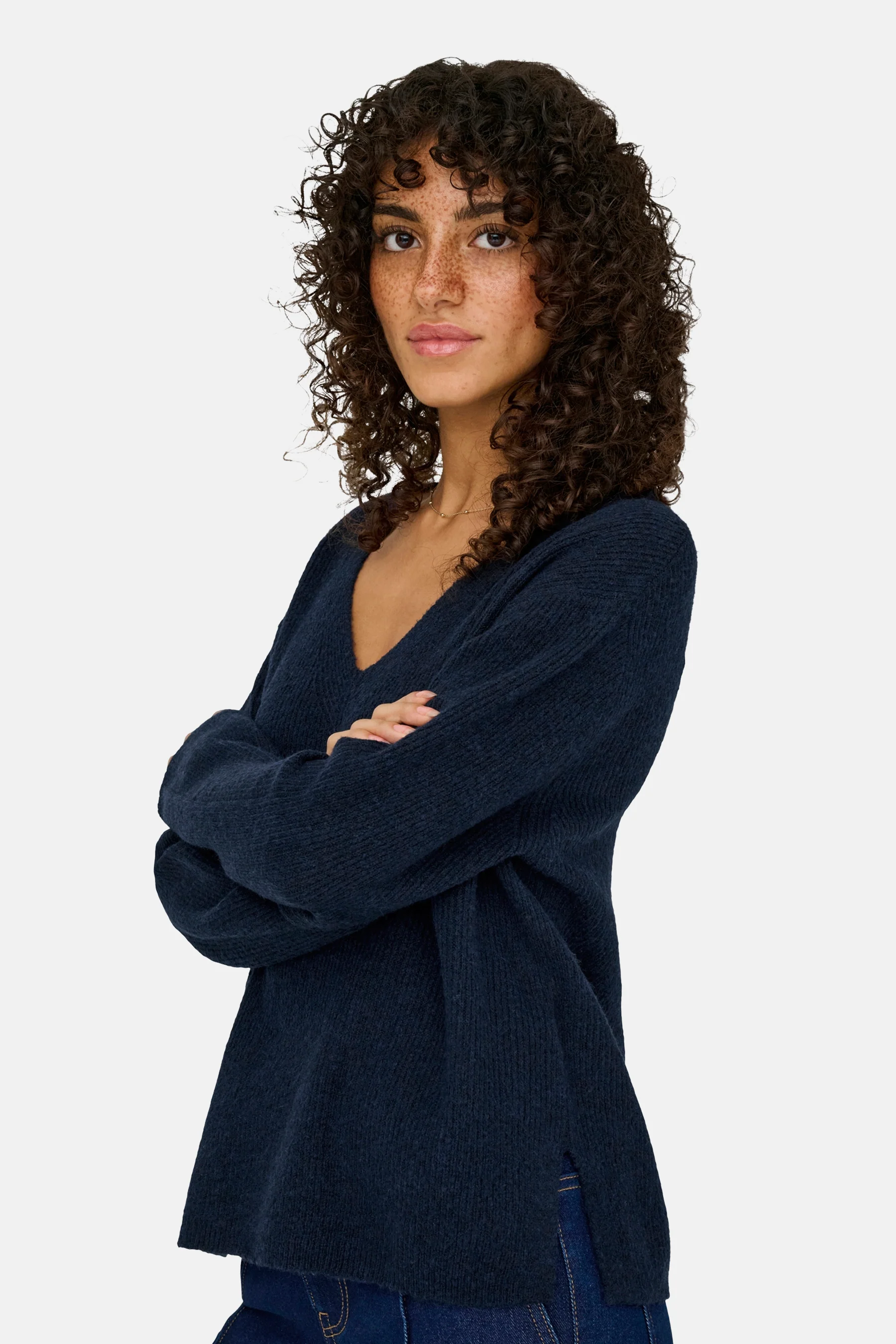 Pull met V-hals - blauw - Image 5