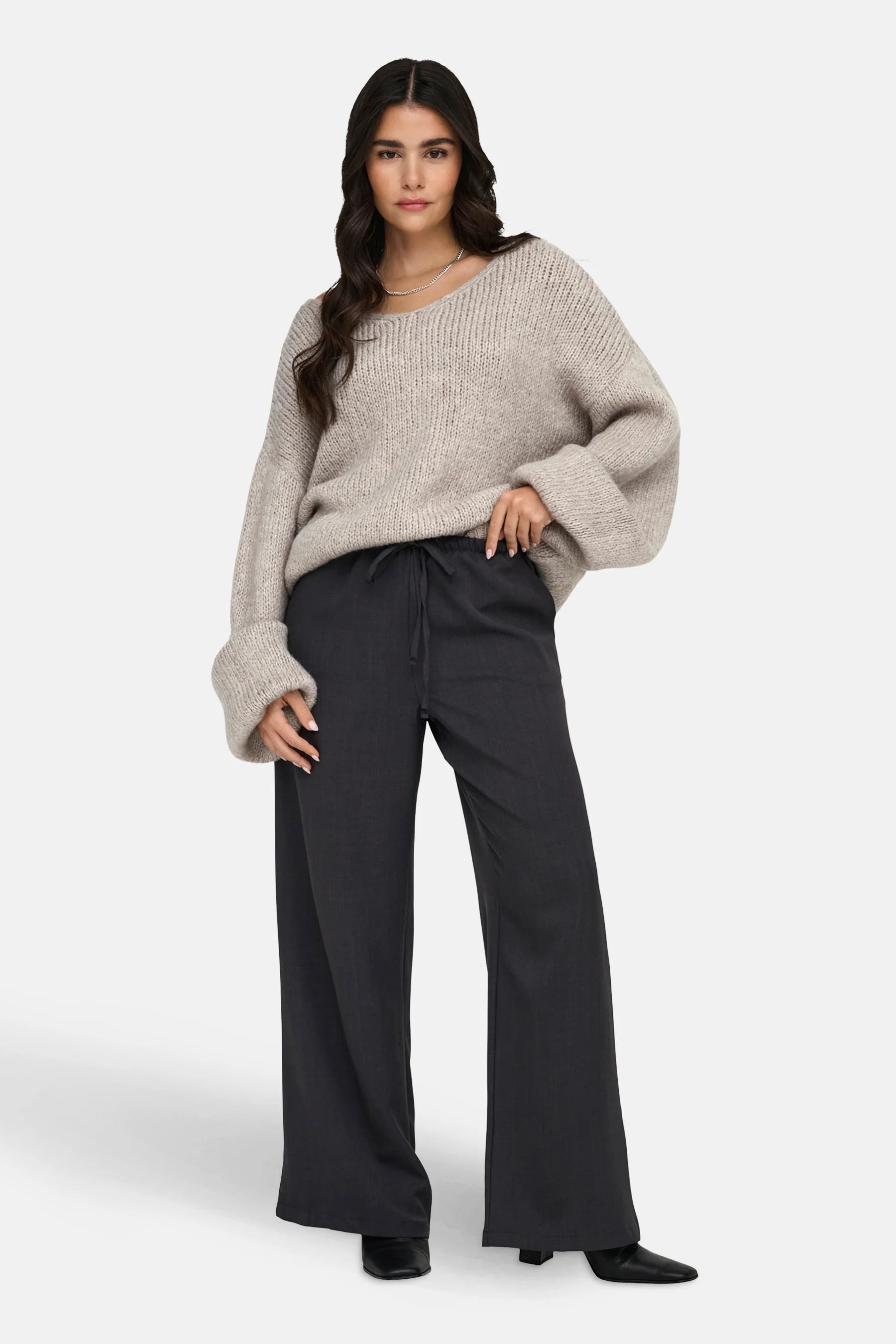 Pull met V-hals - ecru - Image 2
