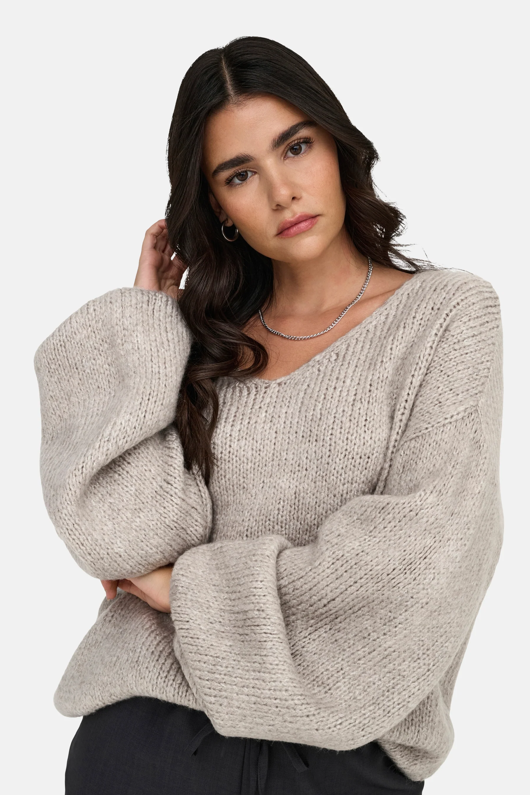 Pull met V-hals - ecru - Image 4