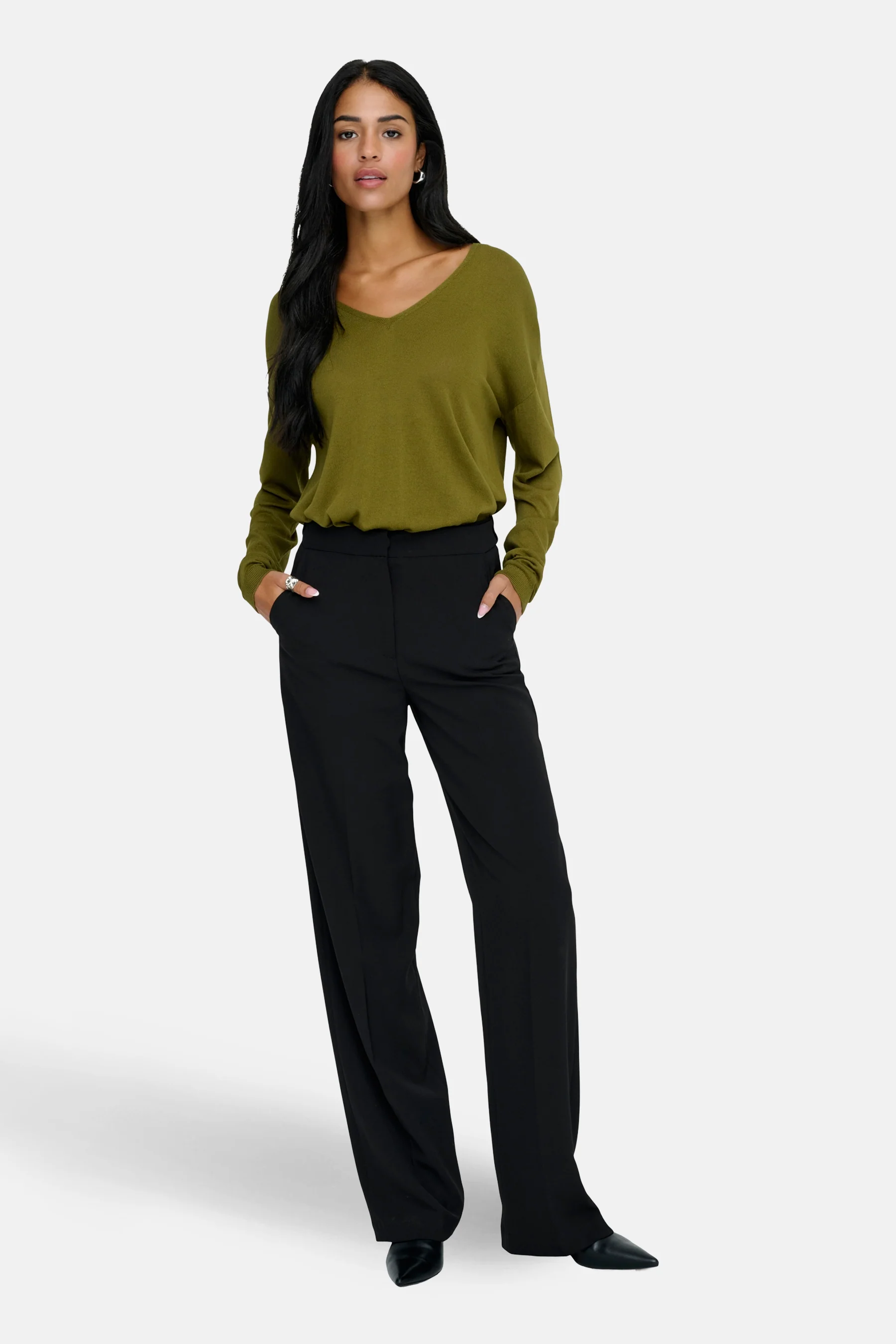 Pull met V-hals - groen - Image 2