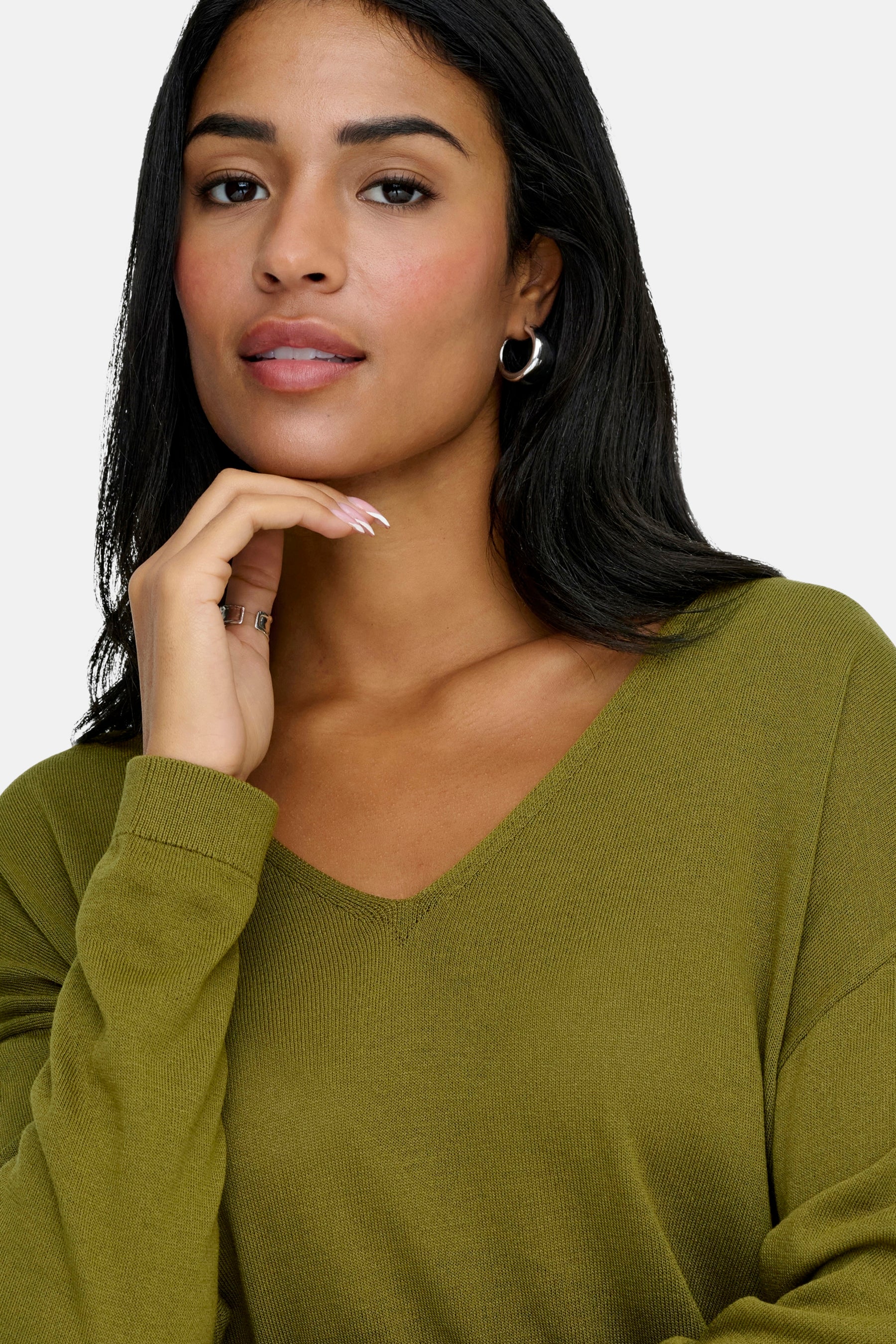 Pull met V-hals - groen - Image 4