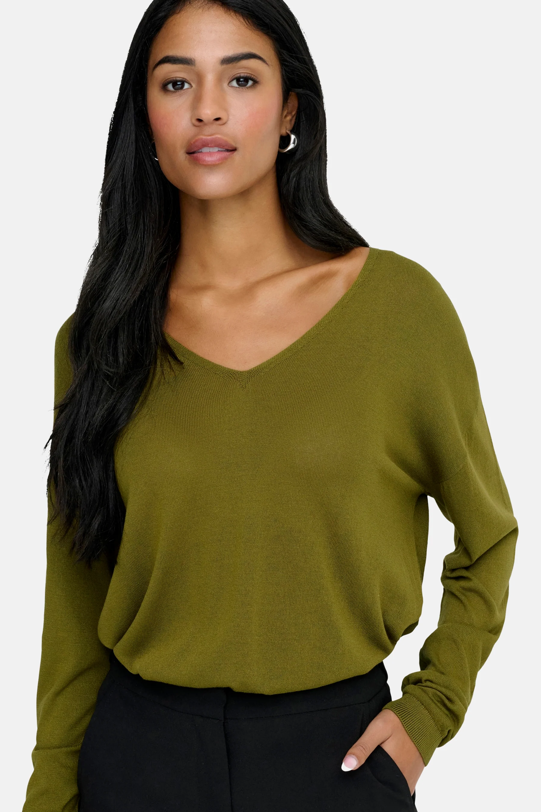 Pull met V-hals - groen - Image 5
