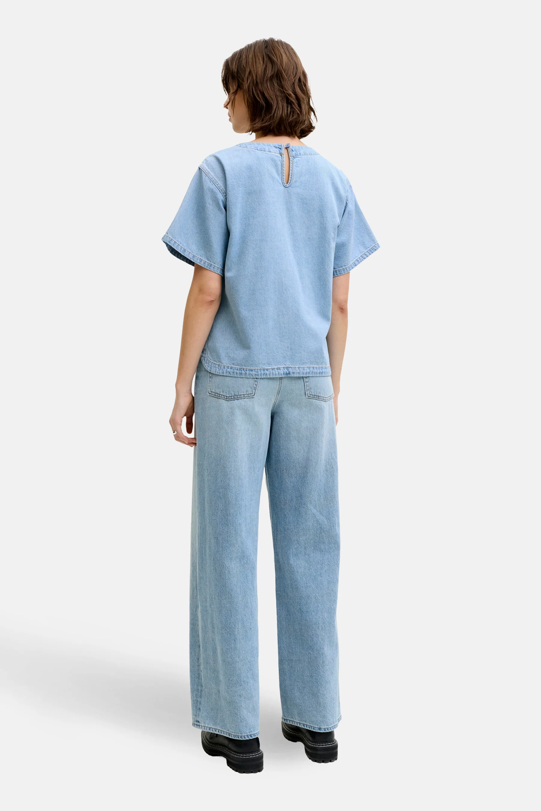 Blouse met korte mouwen - light blue denim - Image 4