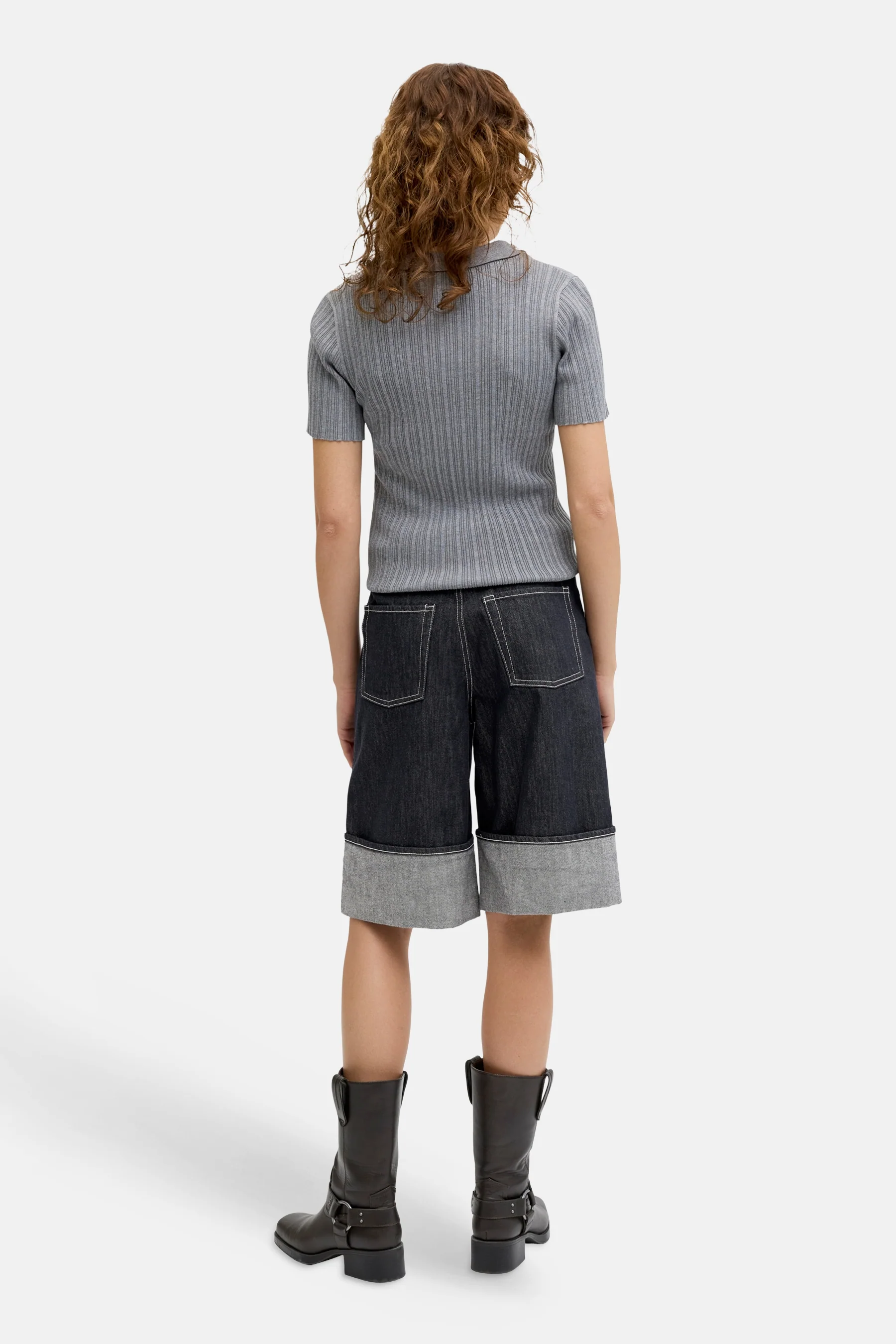 Short - dark blue denim - Image 4