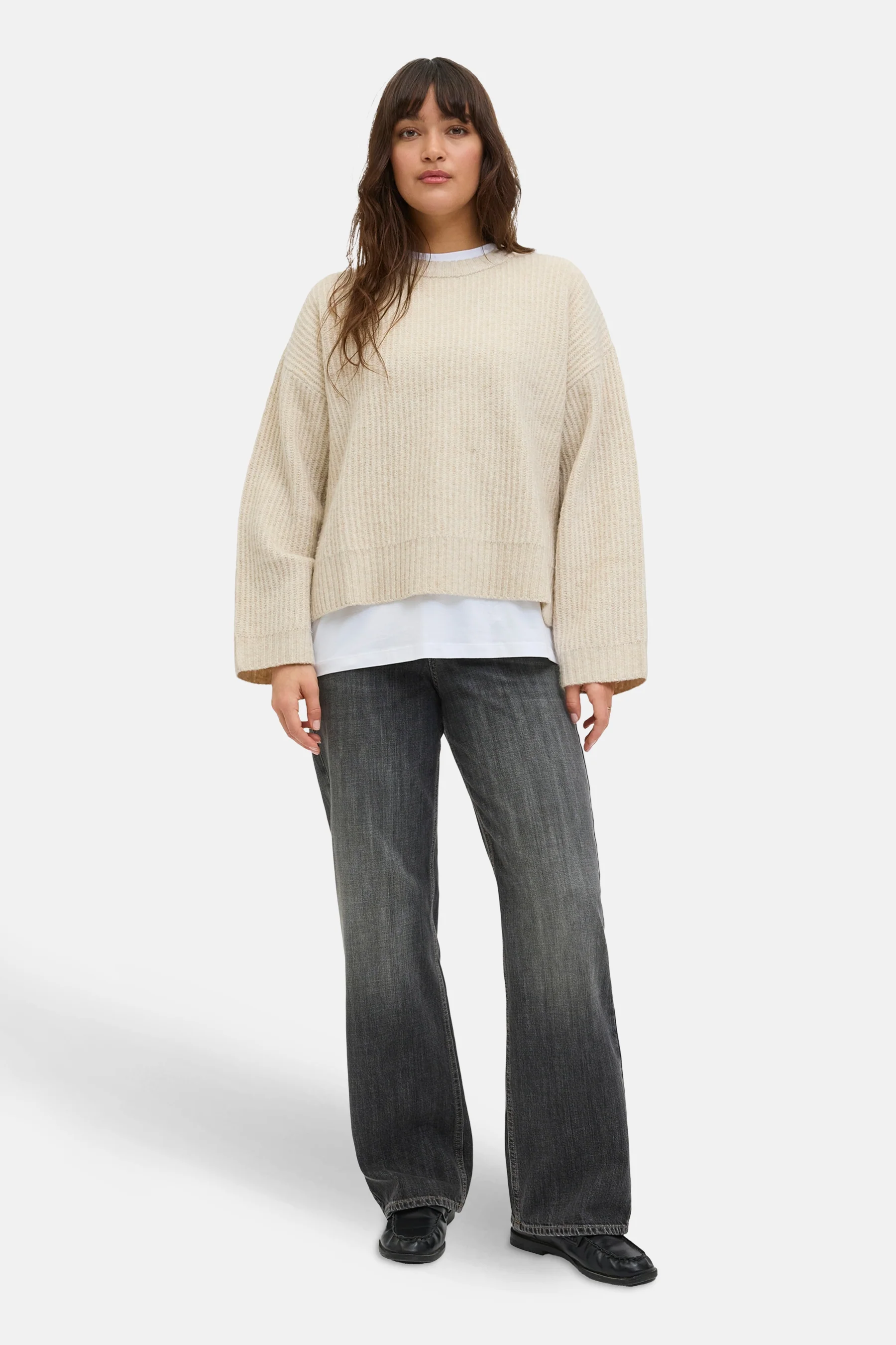 Pull met ronde hals - beige - Image 2