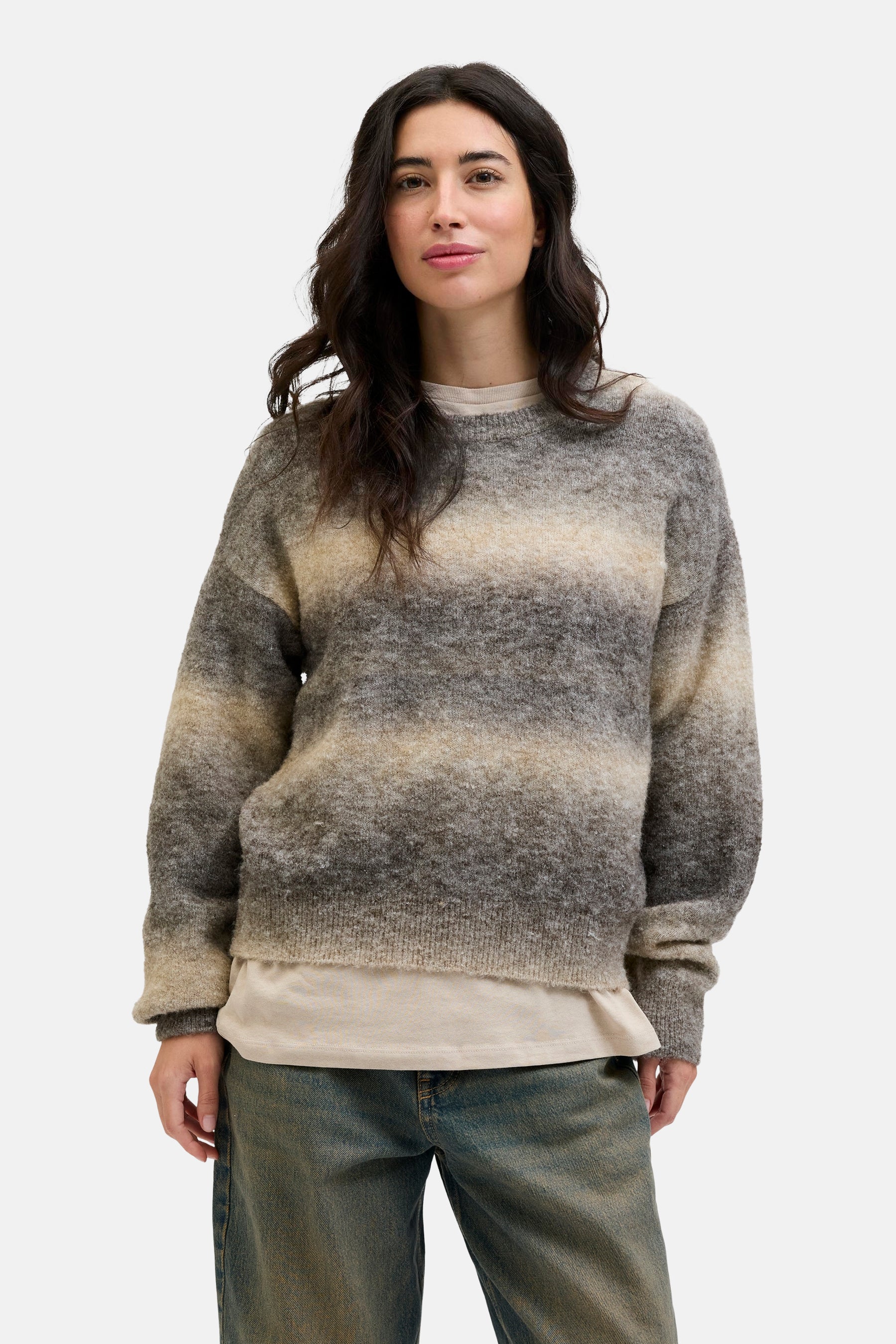 Pull met ronde hals - beige