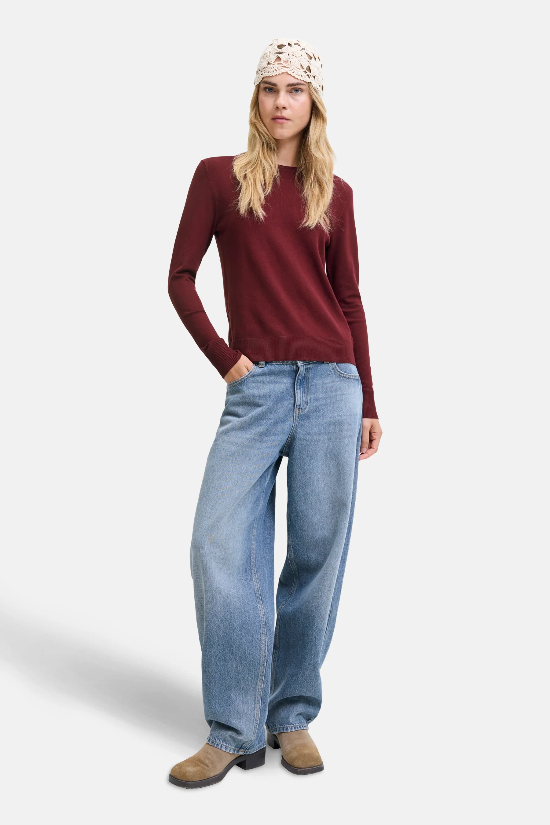 Pull met ronde hals - rood - Image 2