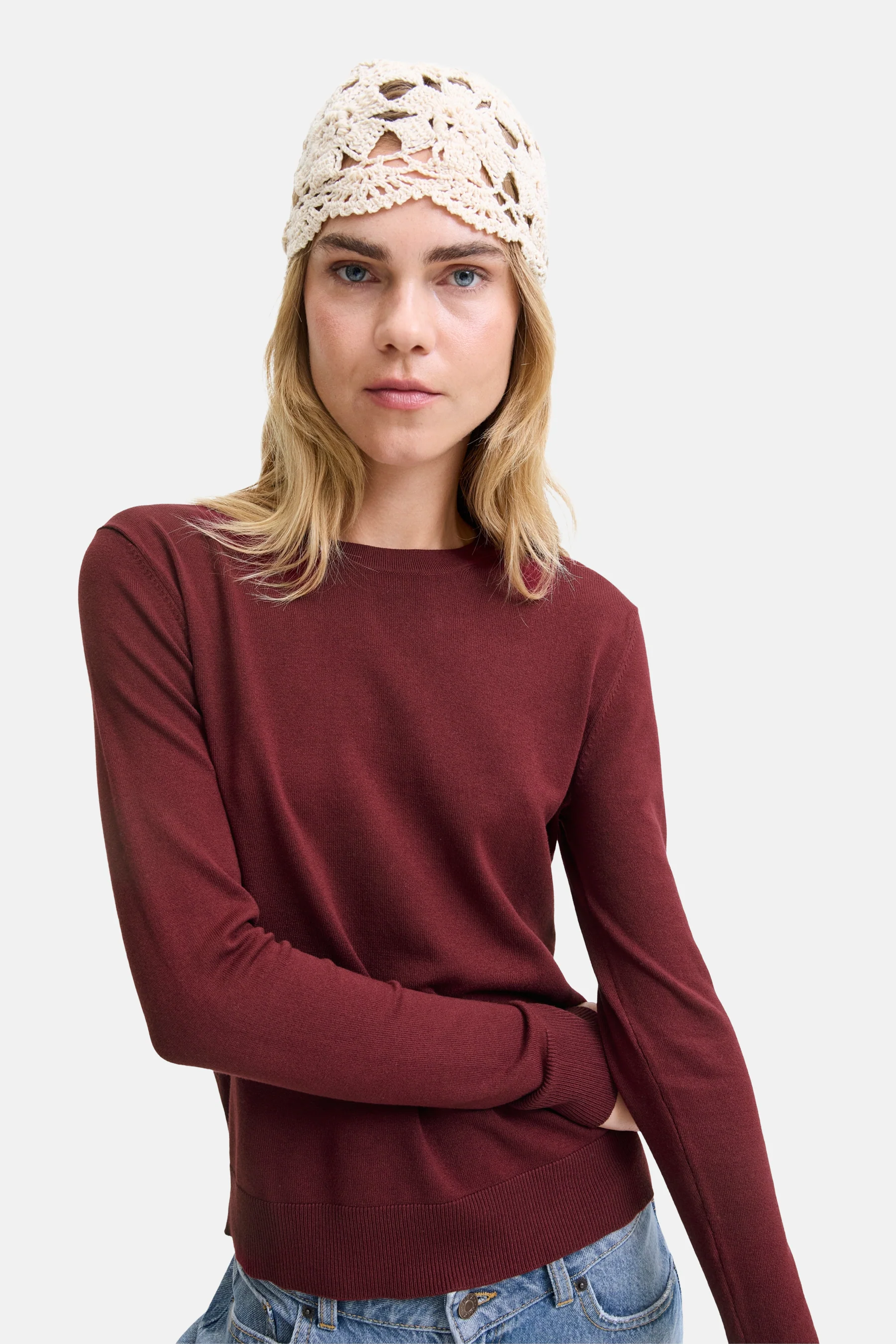 Pull met ronde hals - rood - Image 4