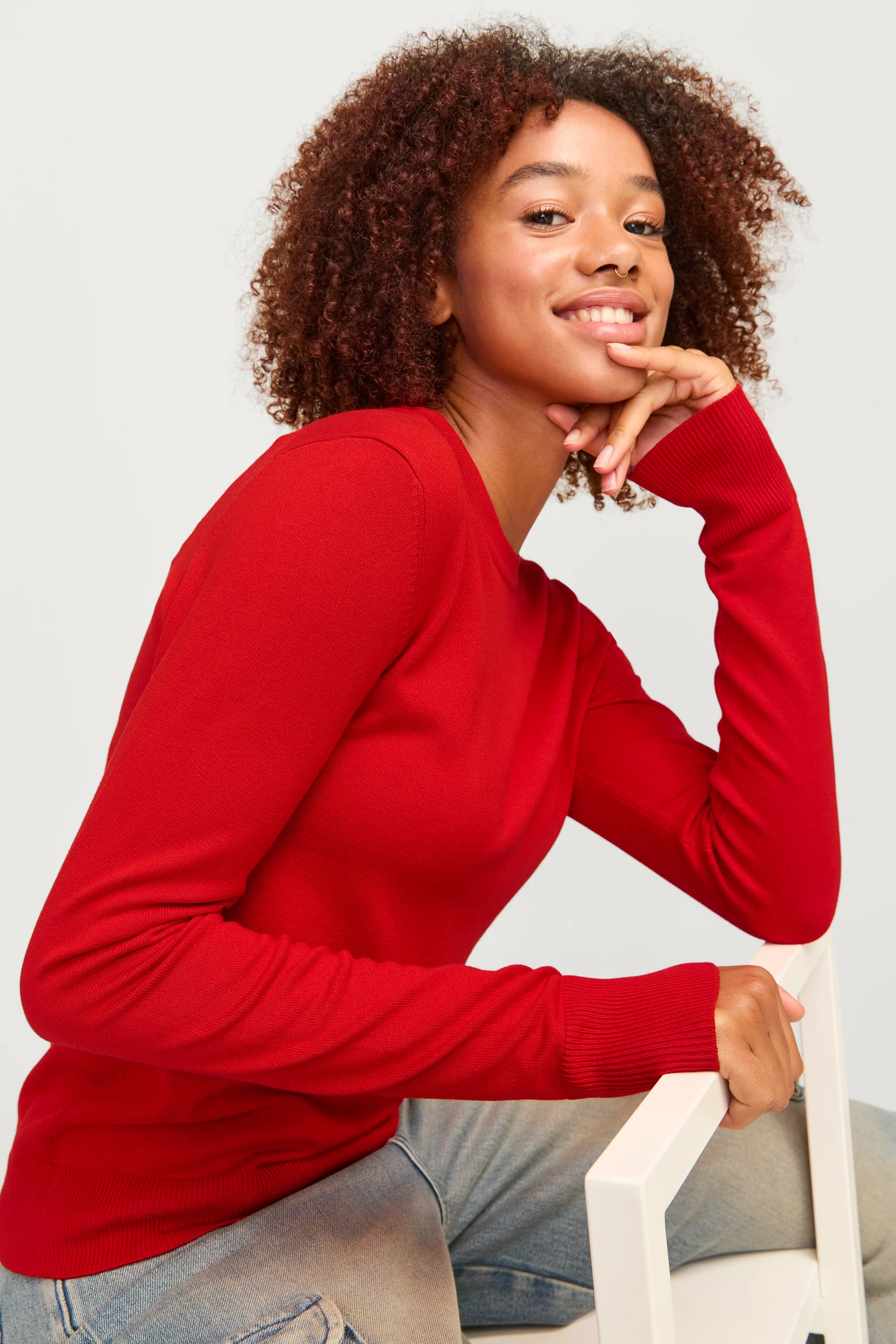 Pull met ronde hals - rood - Image 9