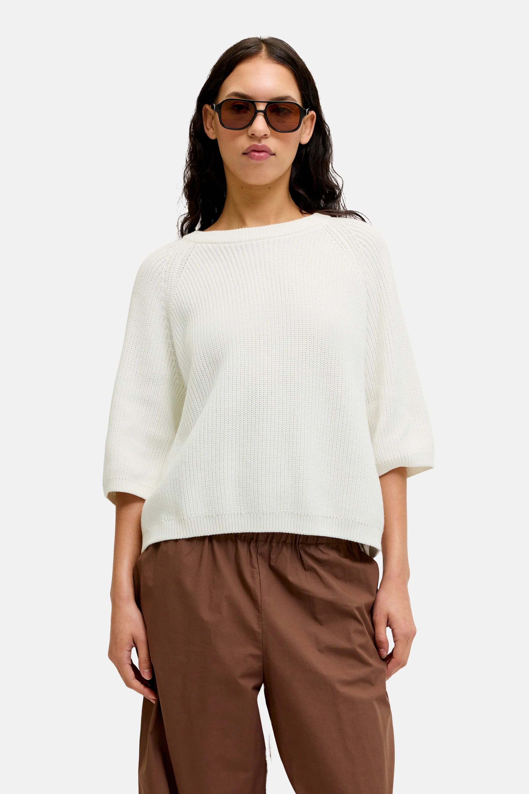 Pull met ronde hals - wit