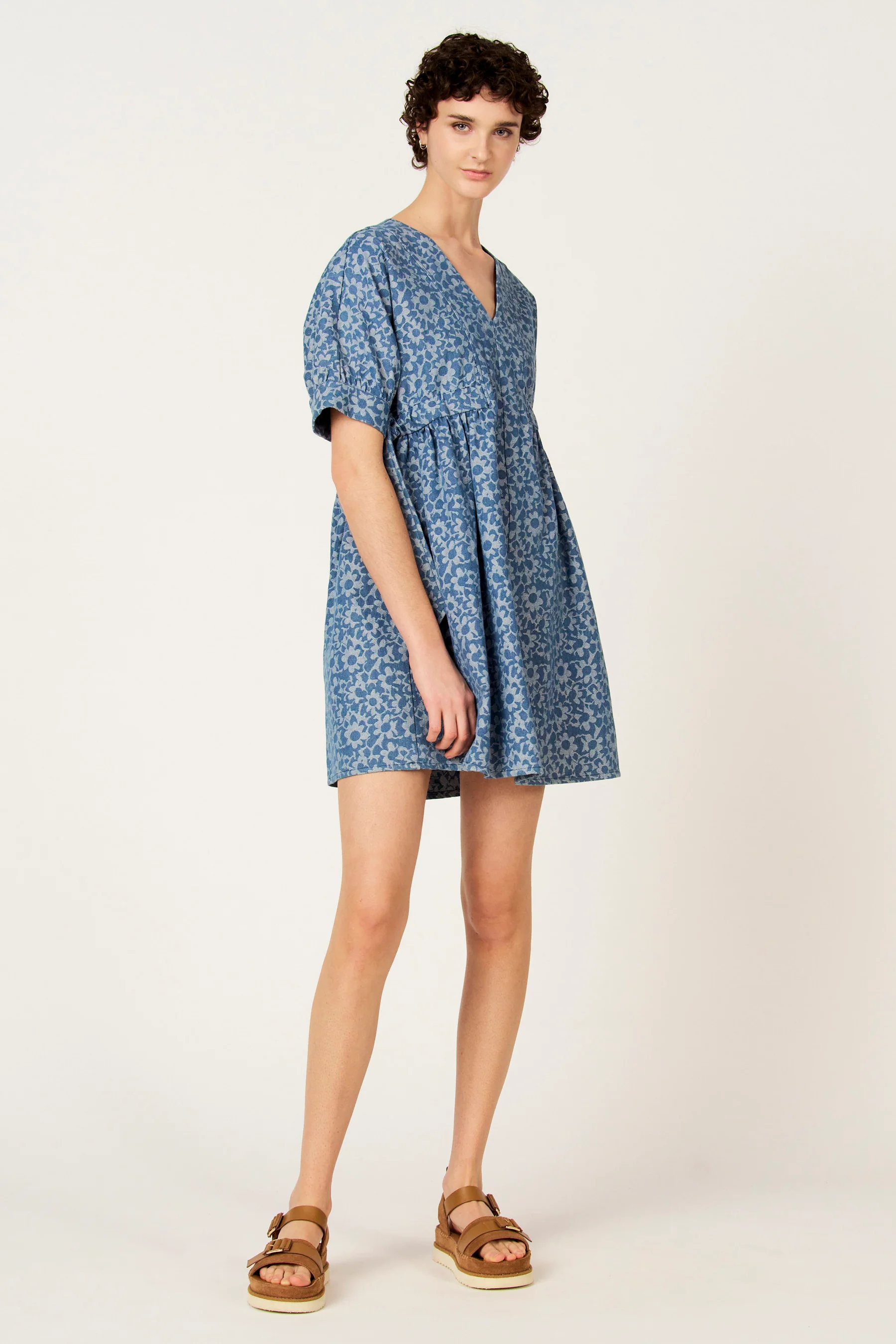 Kleedje met korte mouwen - Mid blue denim