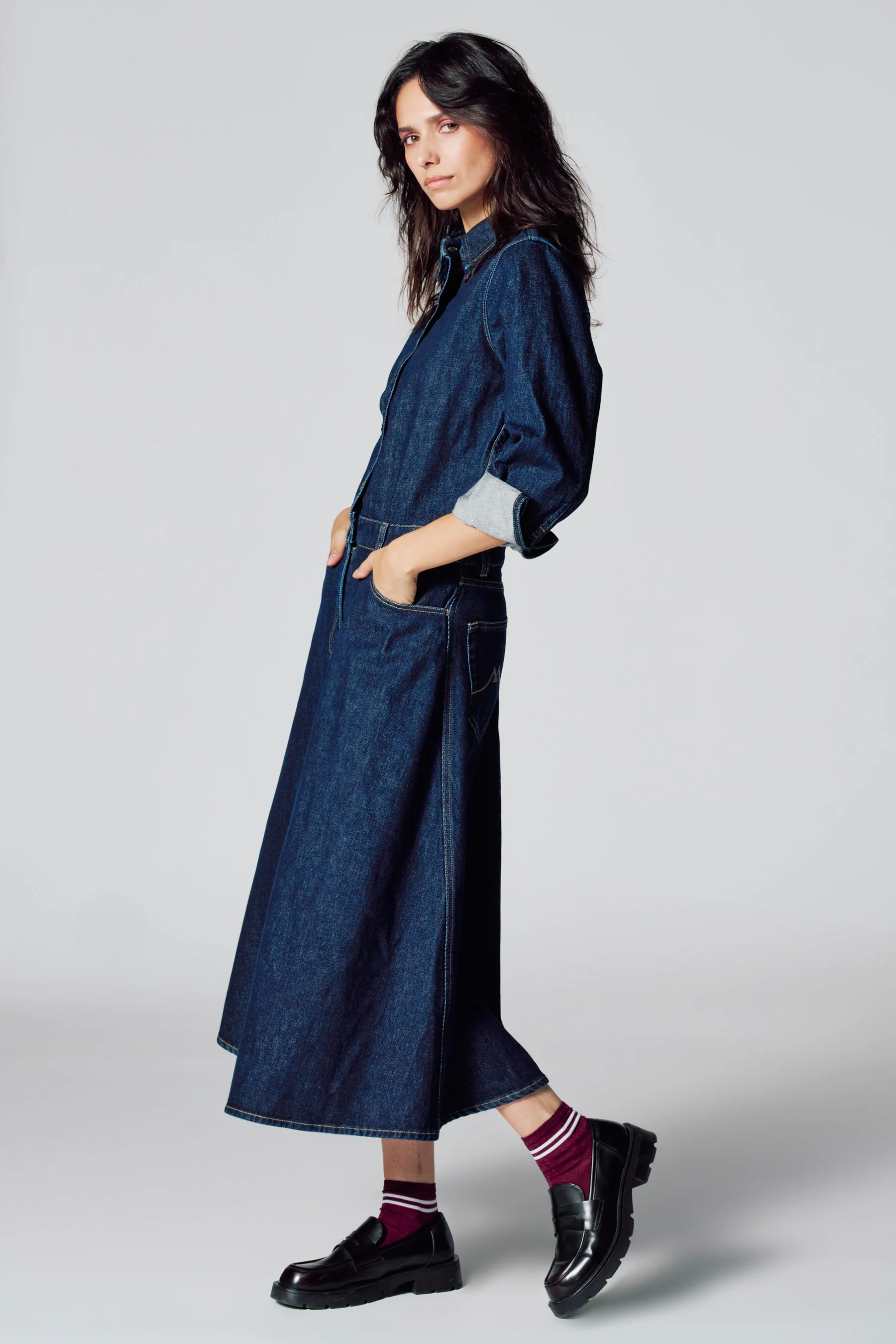 Kleedje met lange mouwen - dark blue denim - Image 2
