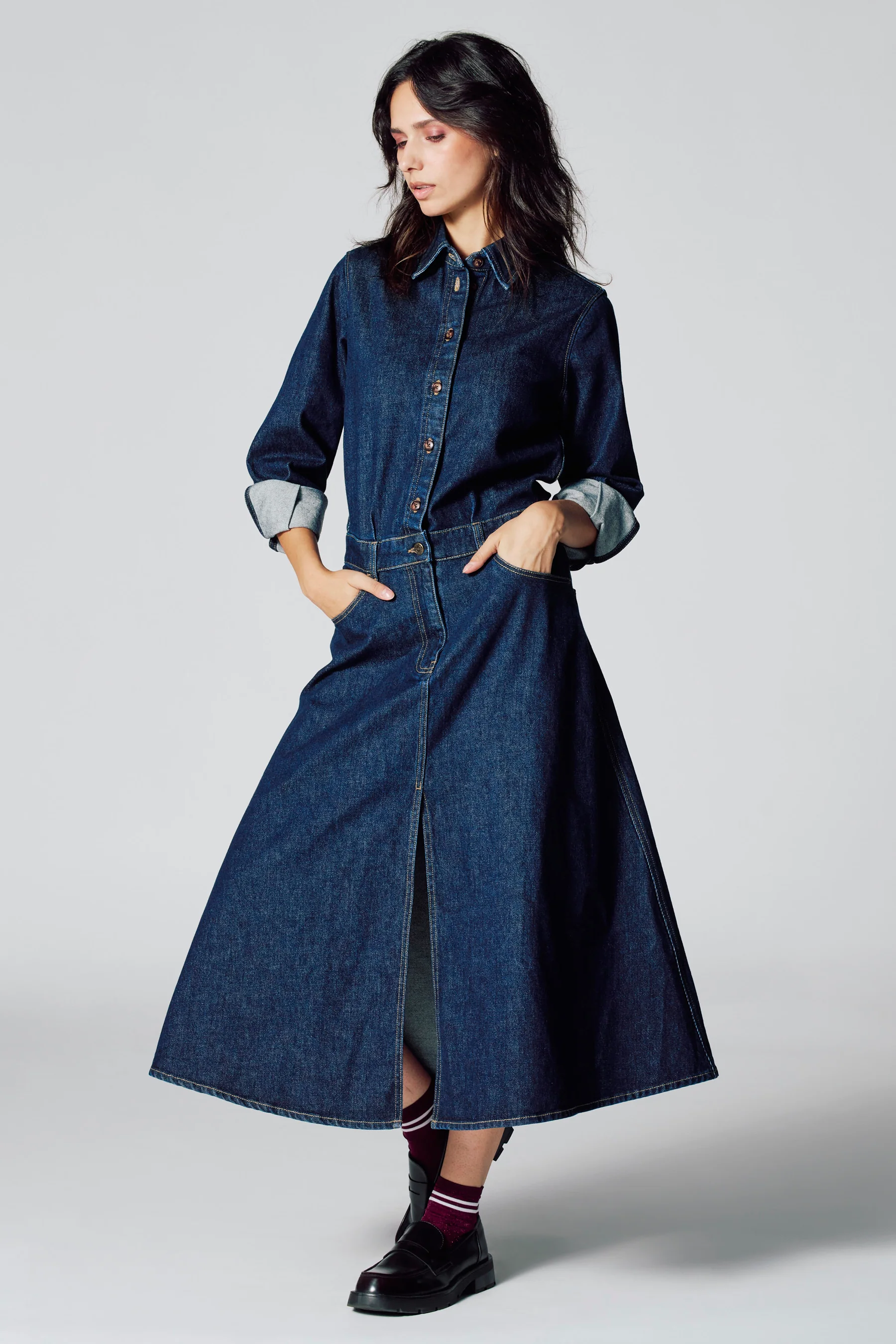 Kleedje met lange mouwen - dark blue denim - Image 3