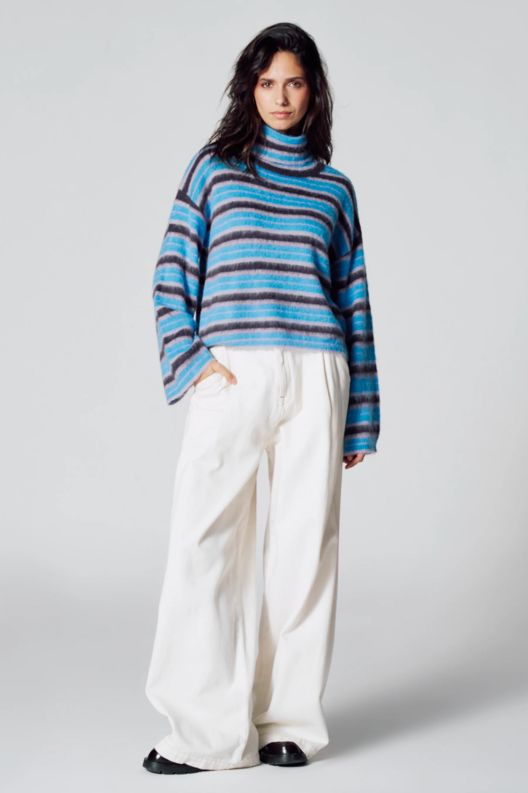Pull met rolkraag - blauw - Image 2