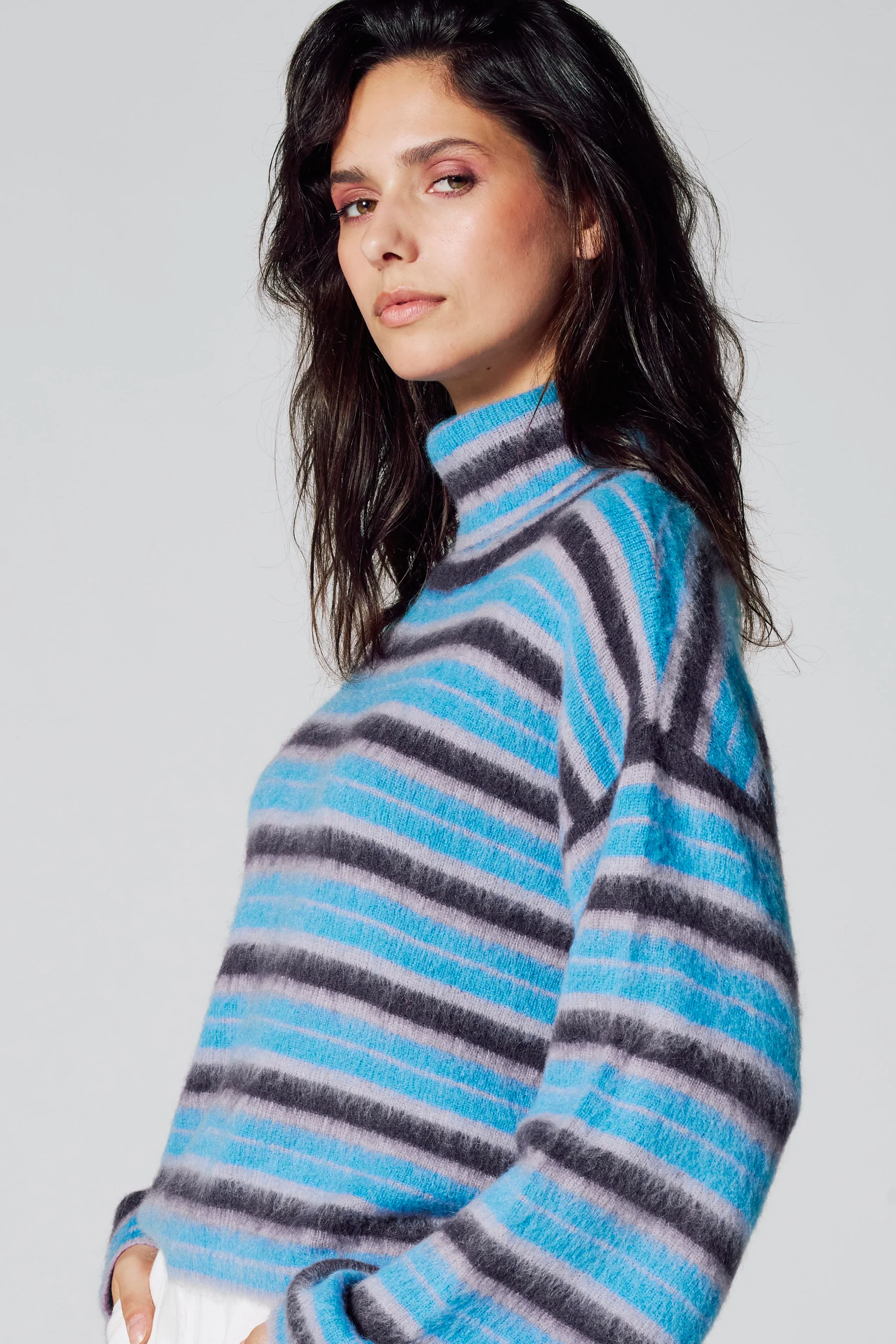 Pull met rolkraag - blauw - Image 4