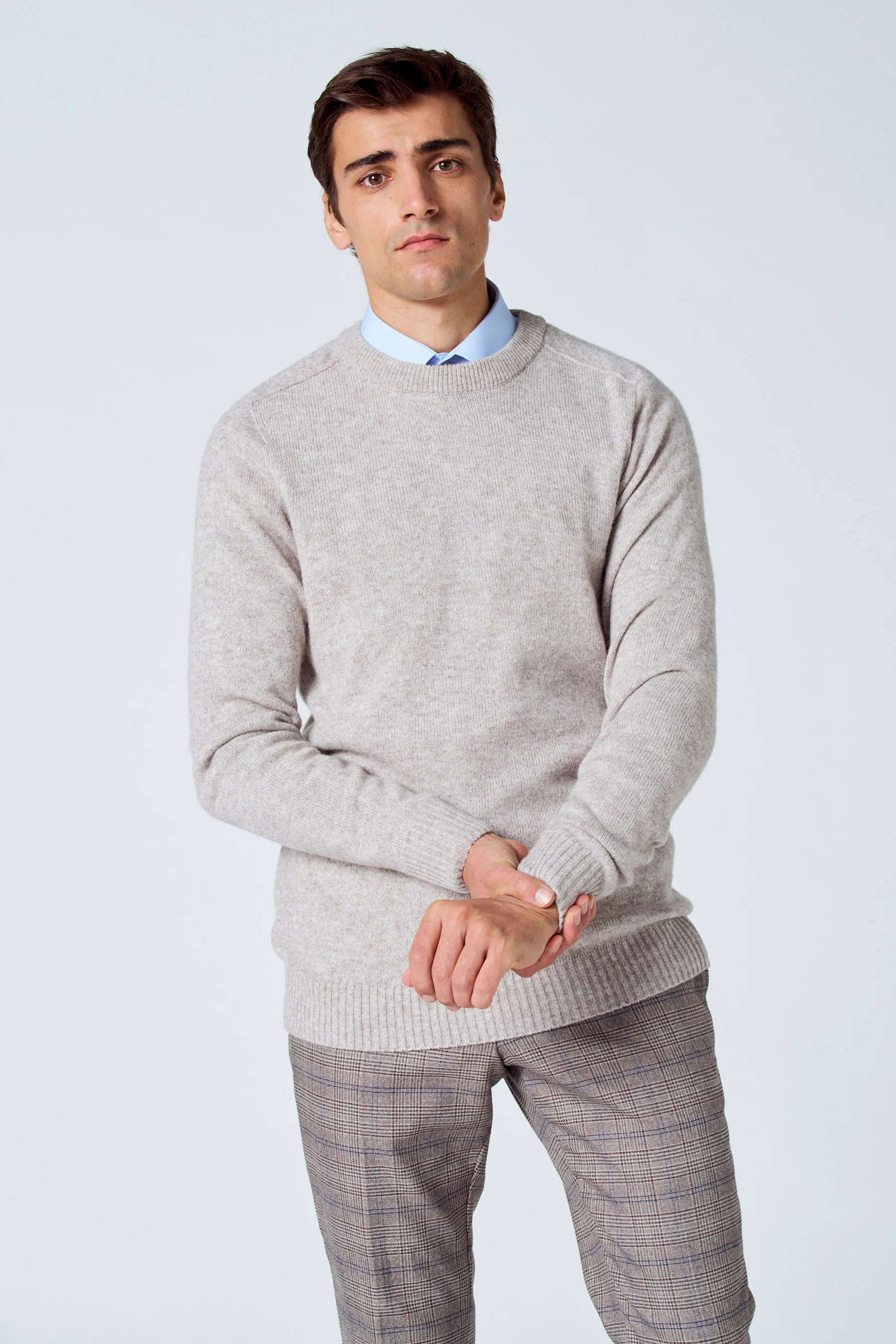 Pull met ronde hals - beige