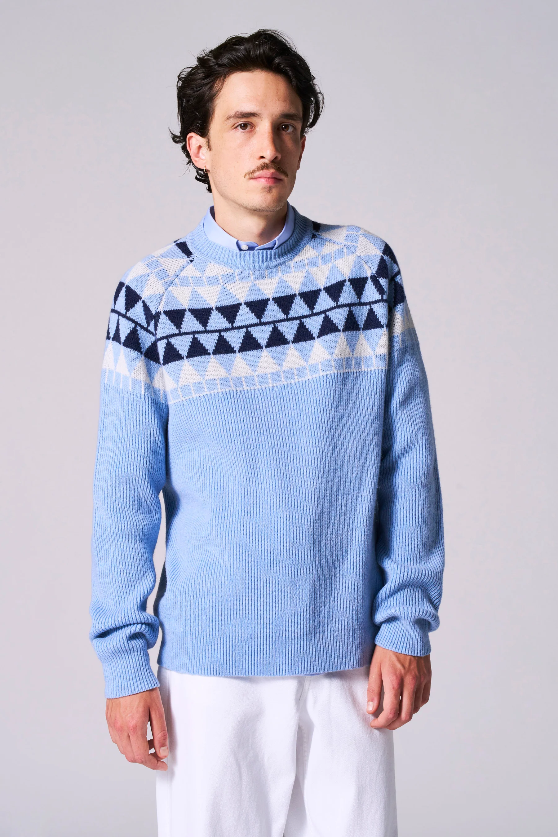 Pull met ronde hals - blauw