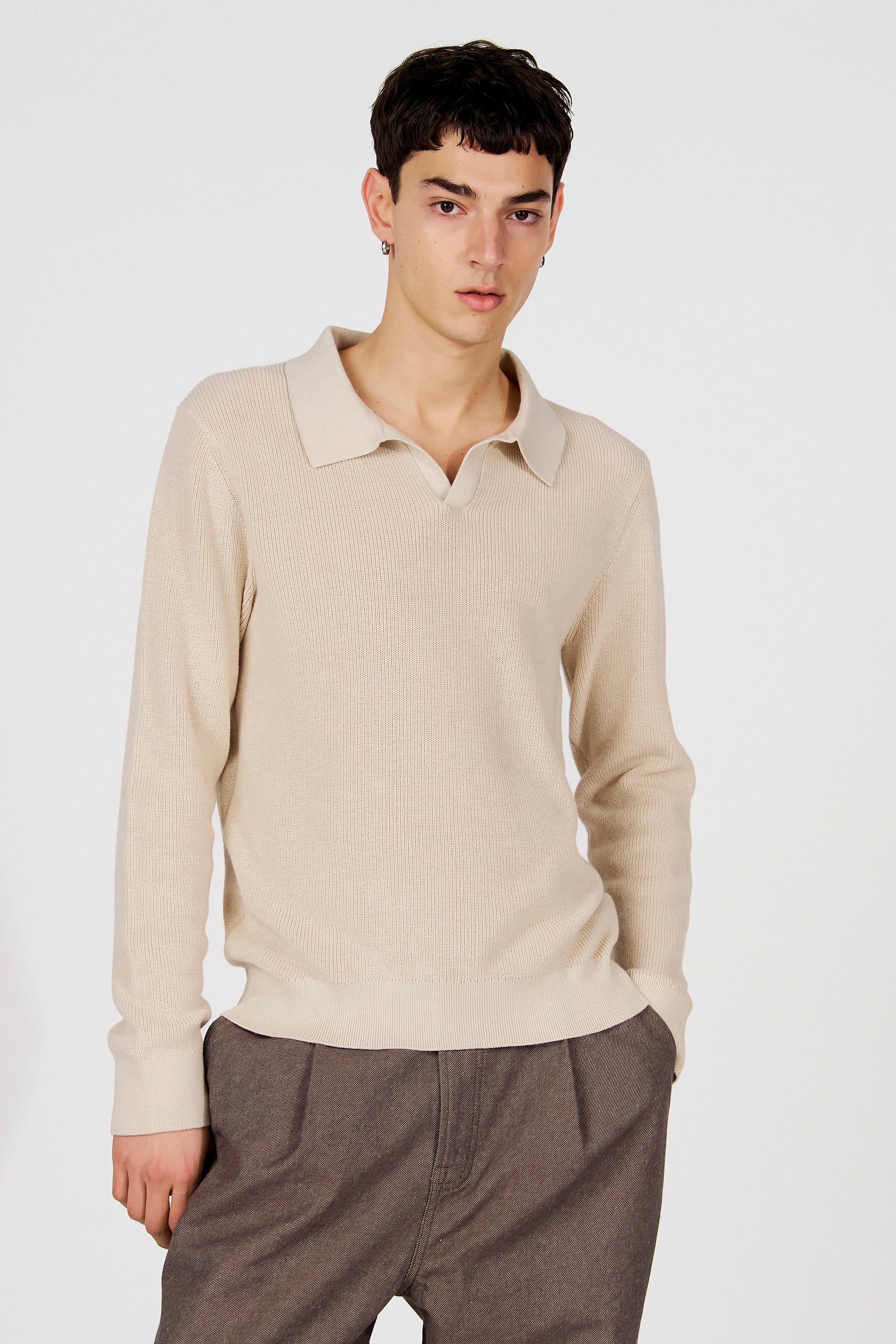 Polo met lange mouwen - Beige