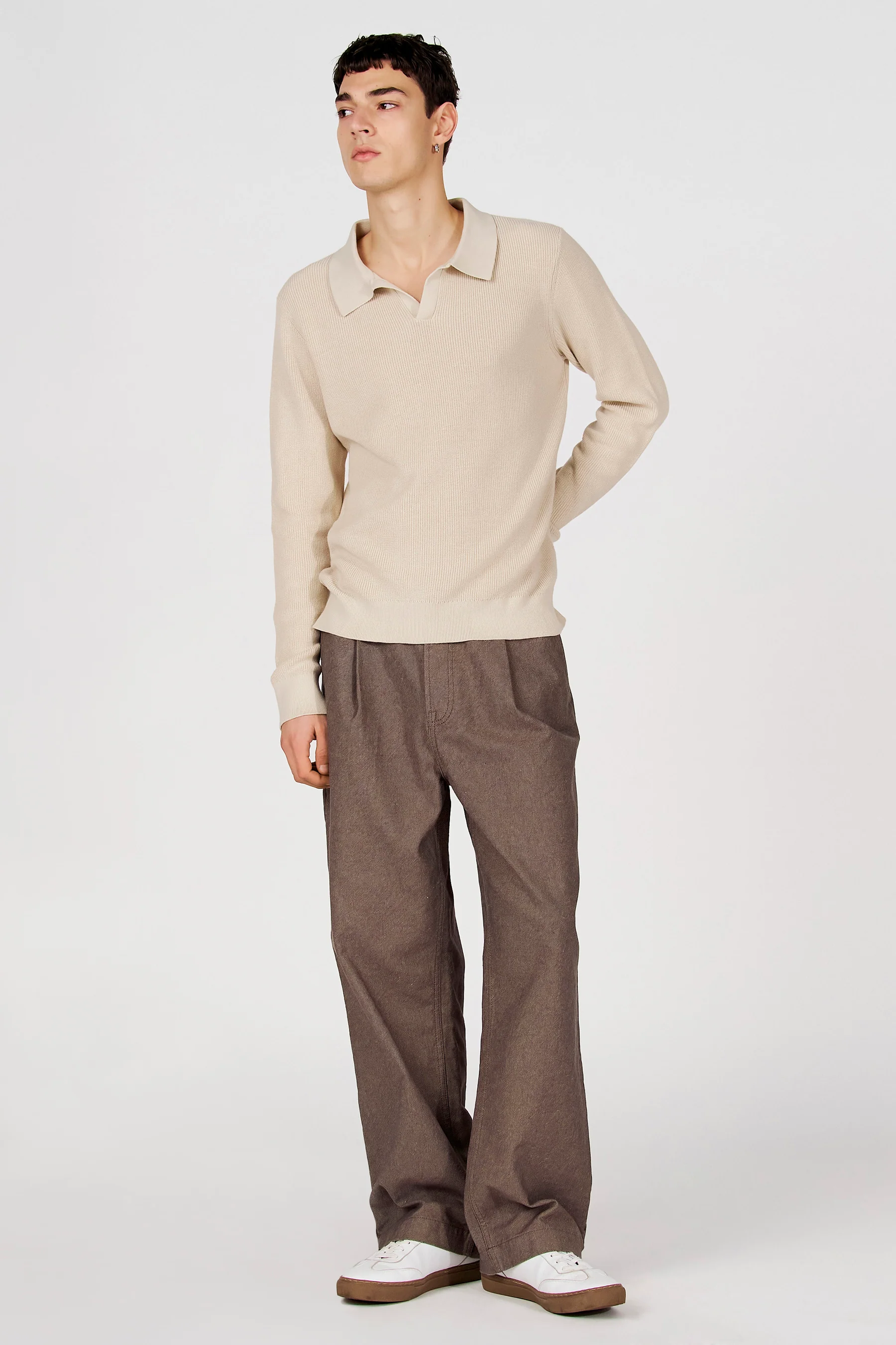 Polo met lange mouwen - Beige - Image 2