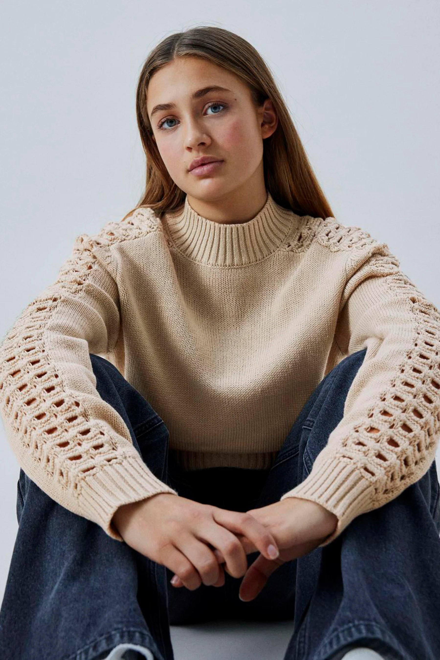 Pull met ronde hals - grijs - Image 3