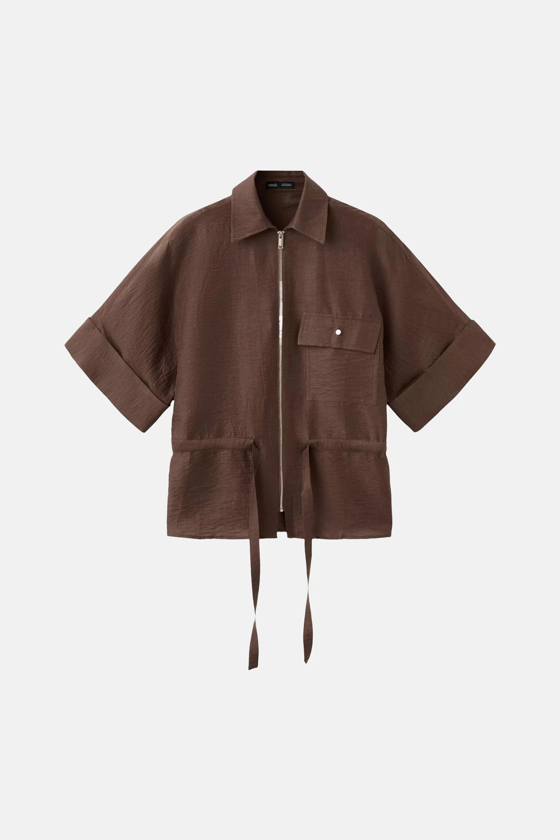 Blouse met korte mouwen - bruin