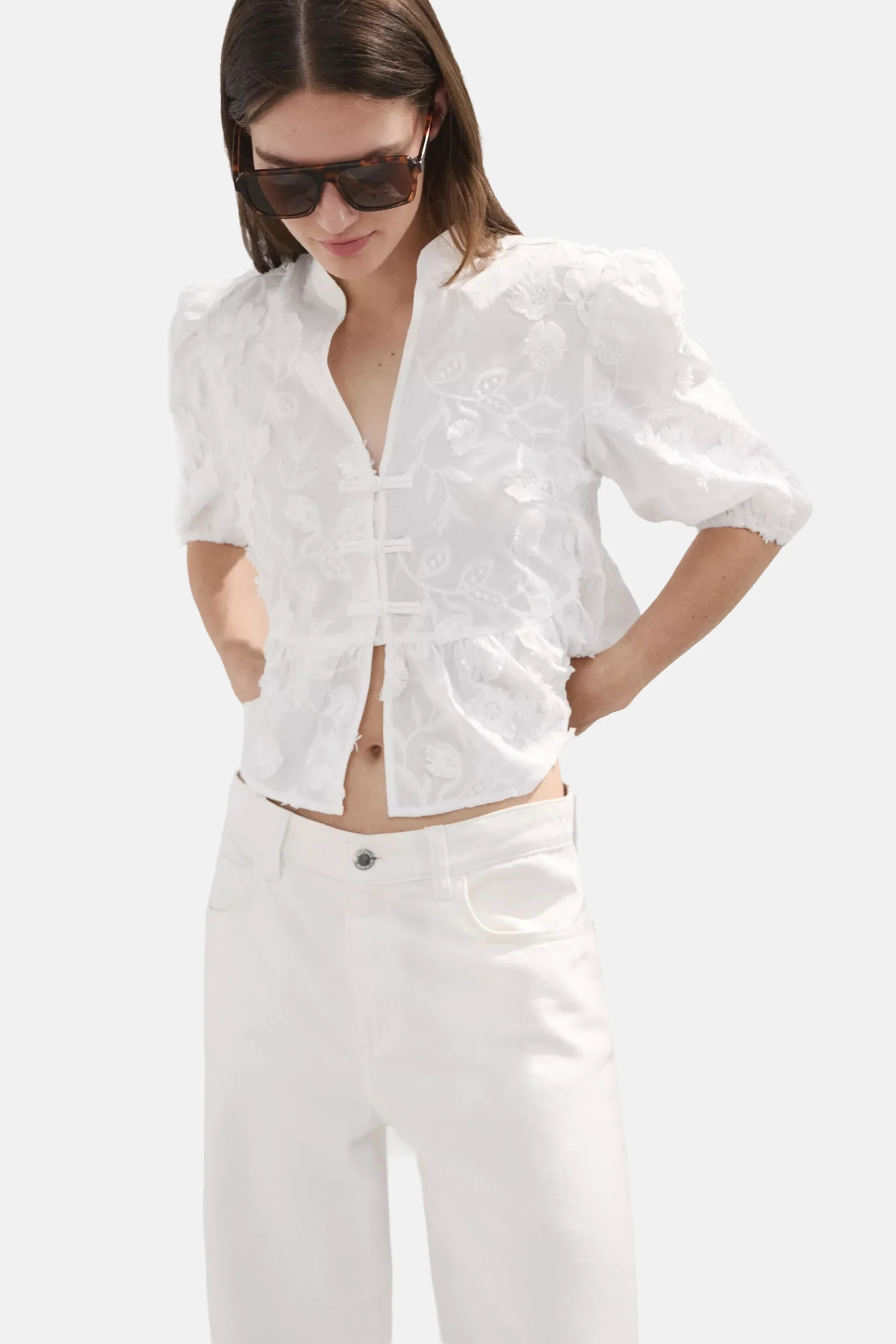 Blouse met korte mouwen - wit - Image 4
