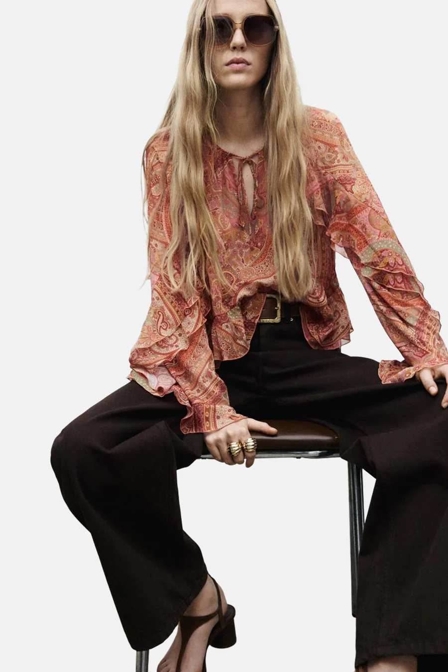 Blouse (lange mouwen) multicolor - MANGO - Image 4