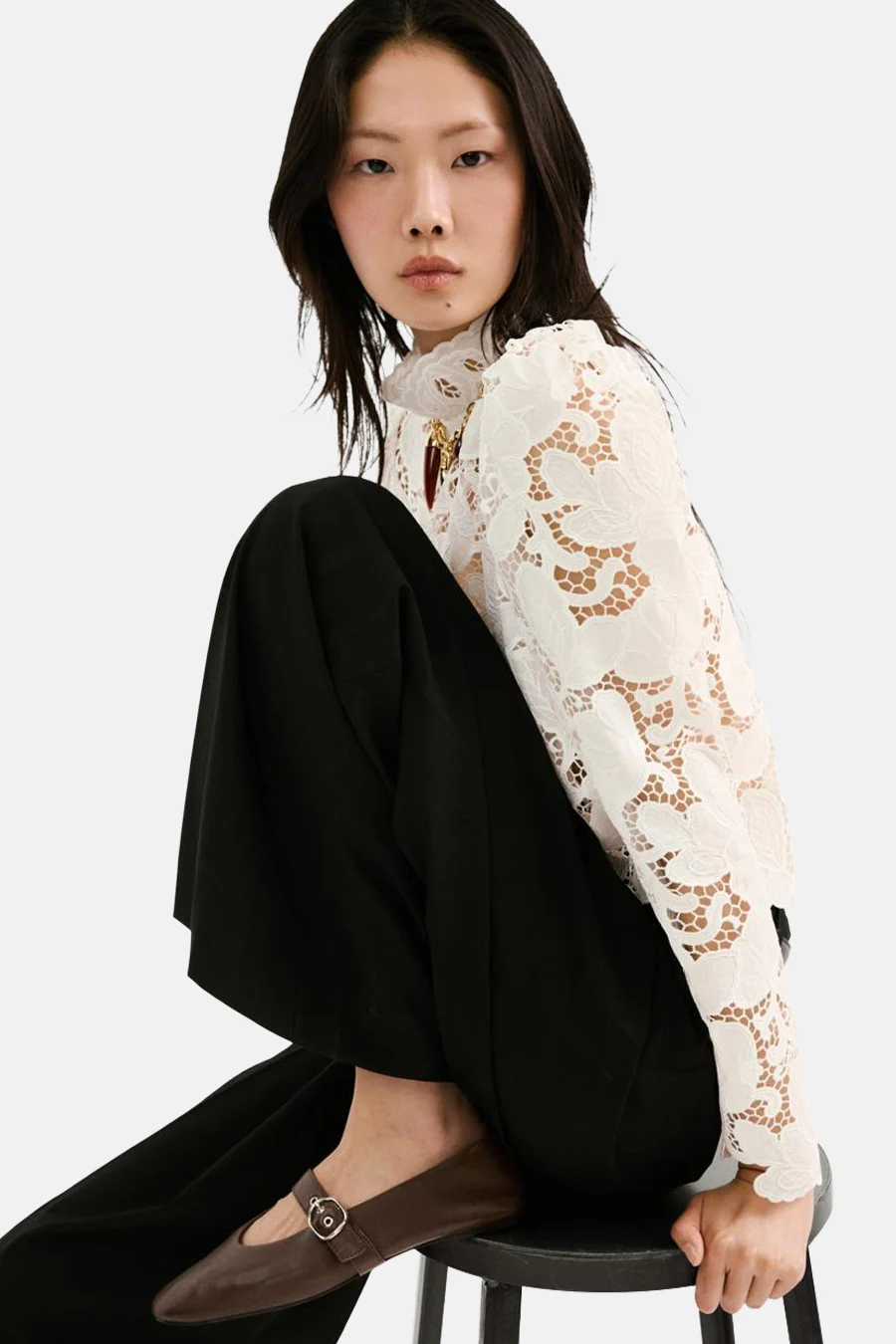 Blouse (lange mouwen) wit - MANGO - Image 4