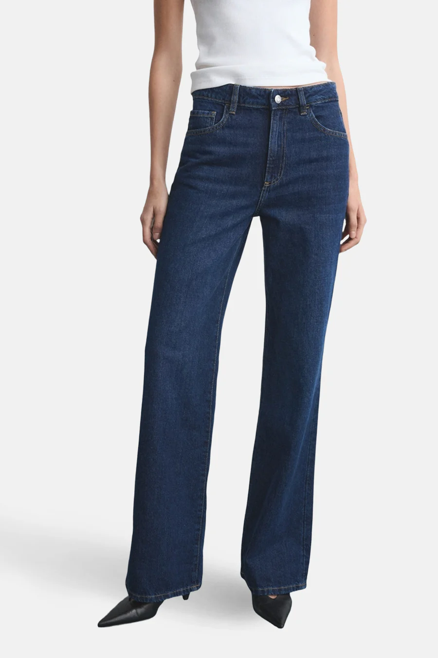 Jeans straight dark blue denim - MANGO