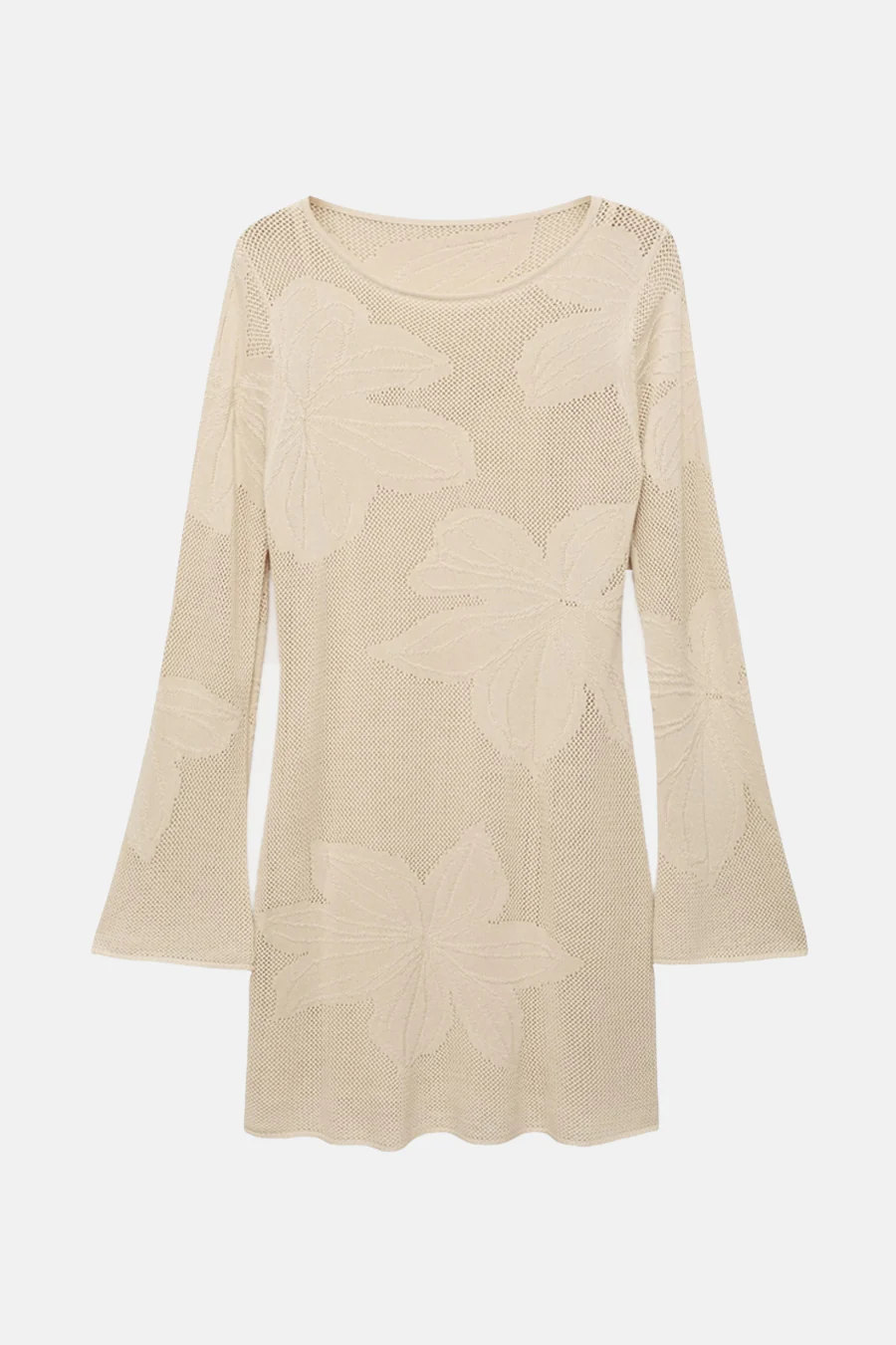 Kleedje met lange mouwen - beige - Image 5