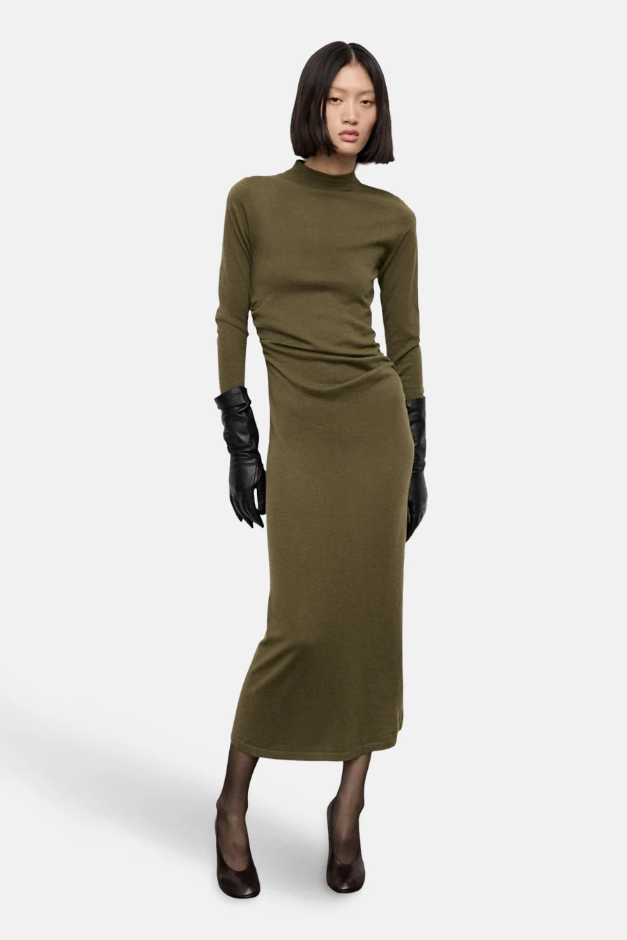 Kleedje met lange mouwen - khaki