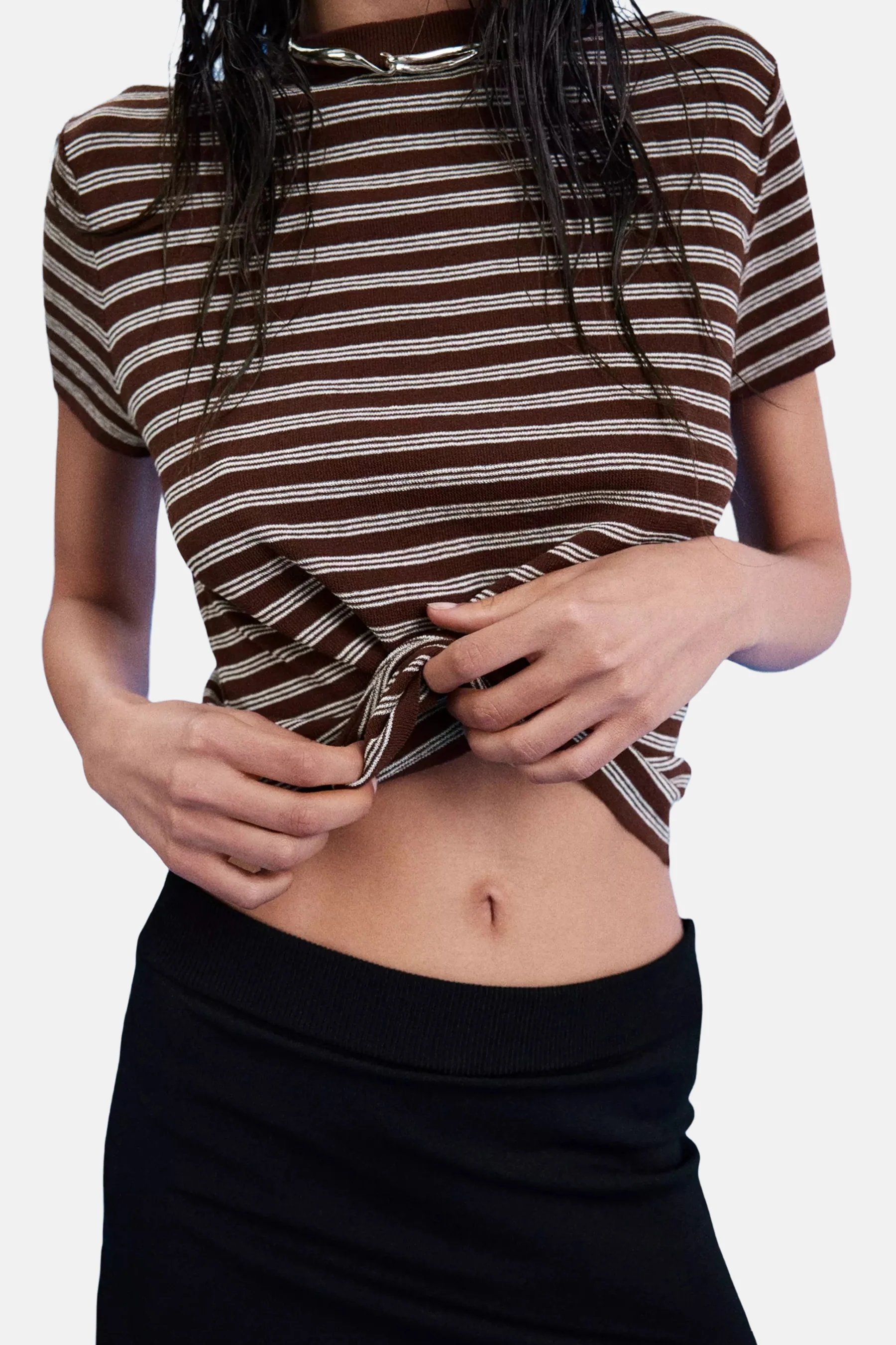 Pull met korte mouwen - Bruin