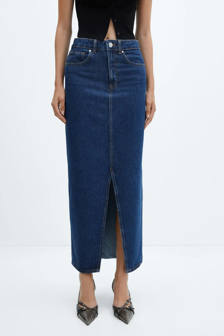Lange rok - mid blue denim