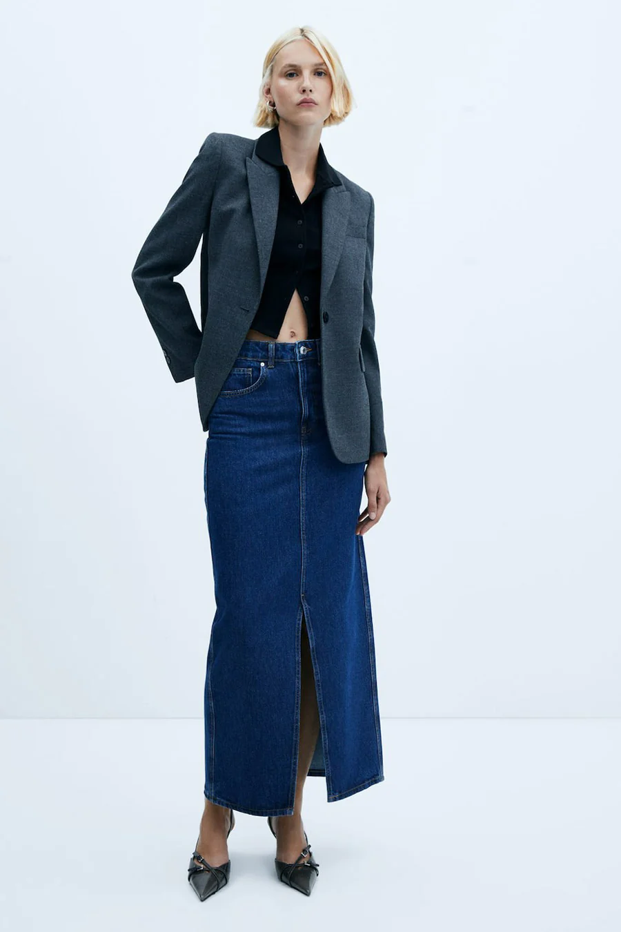 Lange rok - mid blue denim - Image 2