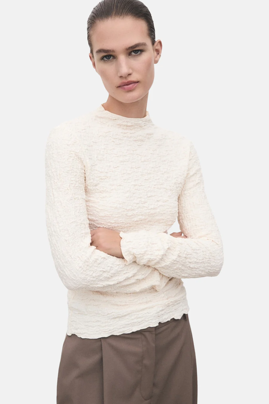 T-shirt met lange mouwen - beige