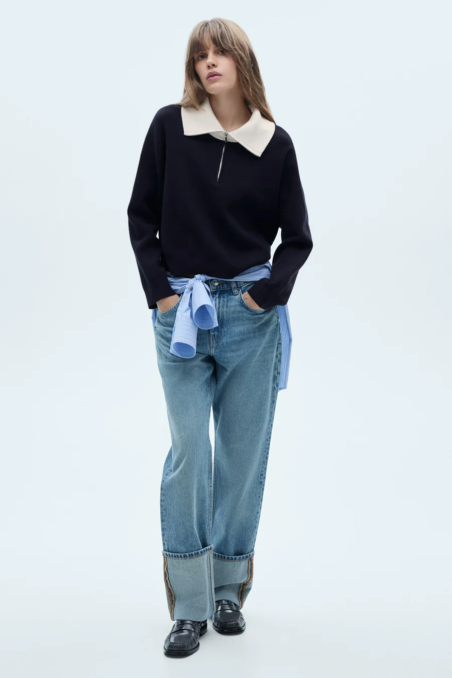 Pull met rolkraag - blauw - Image 2
