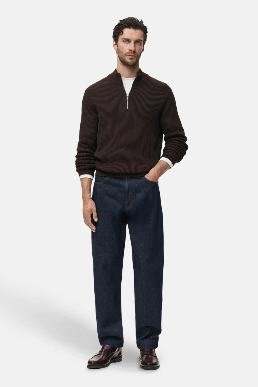 Pull met rolkraag - bruin - Image 2