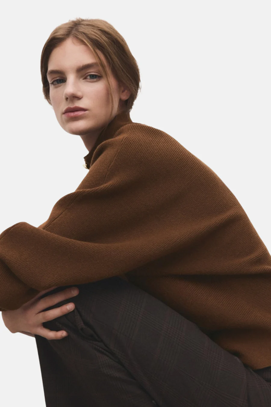 Pull met rolkraag - bruin - Image 5