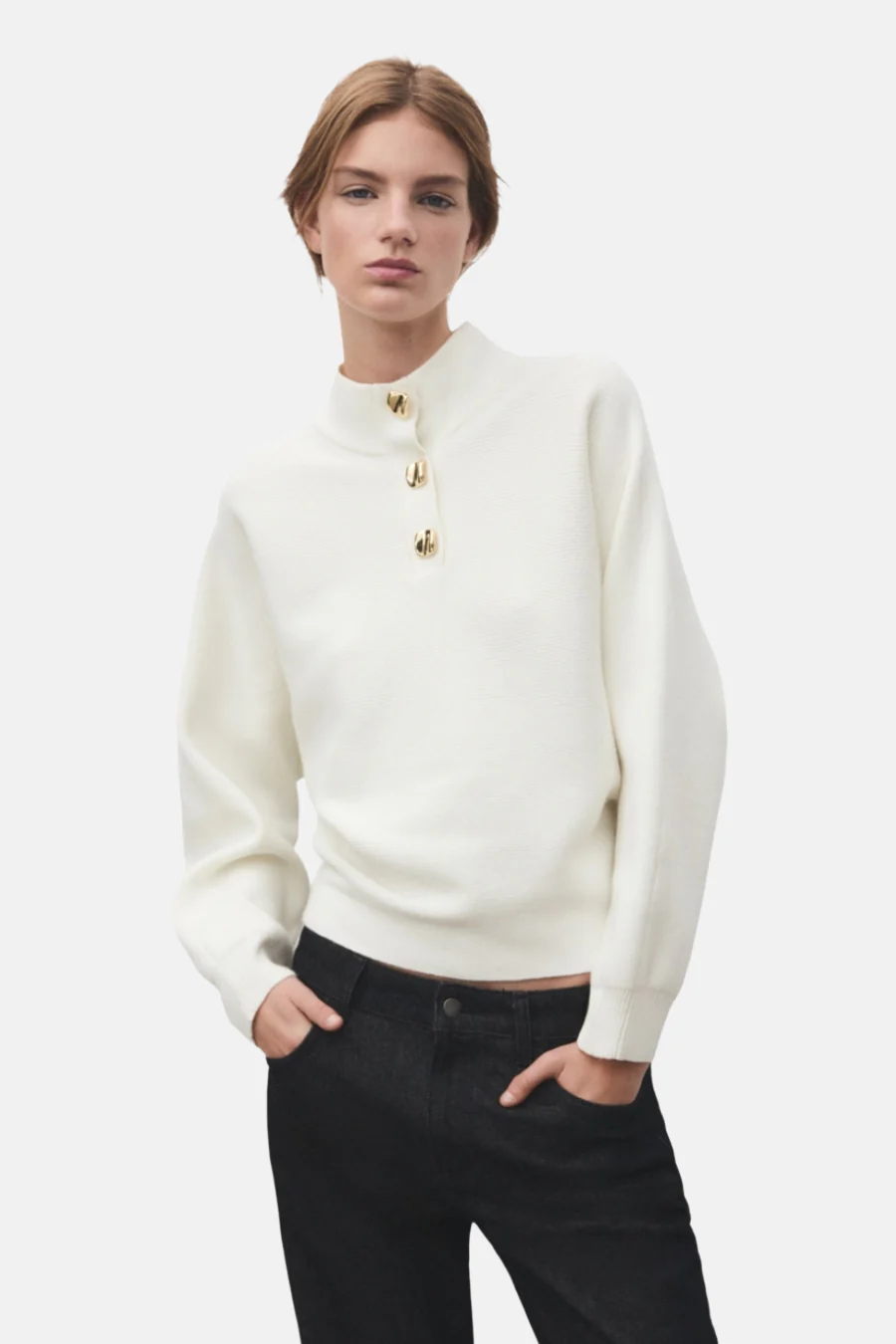 Pull met rolkraag - ecru