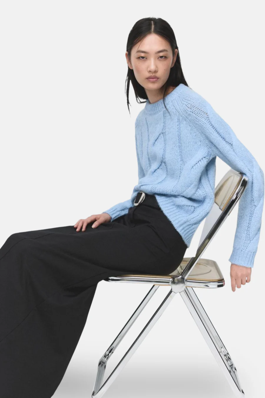 Pull met ronde hals - blauw