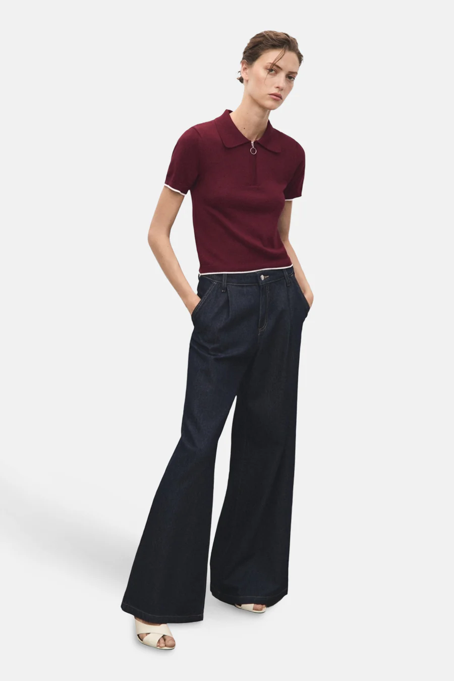 Pull met ronde hals - bordeaux - Image 2