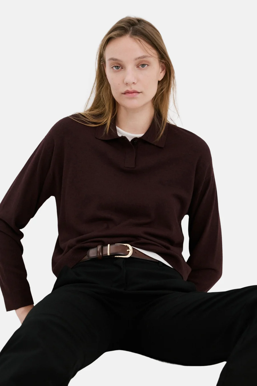 Pull met ronde hals - bordeaux
