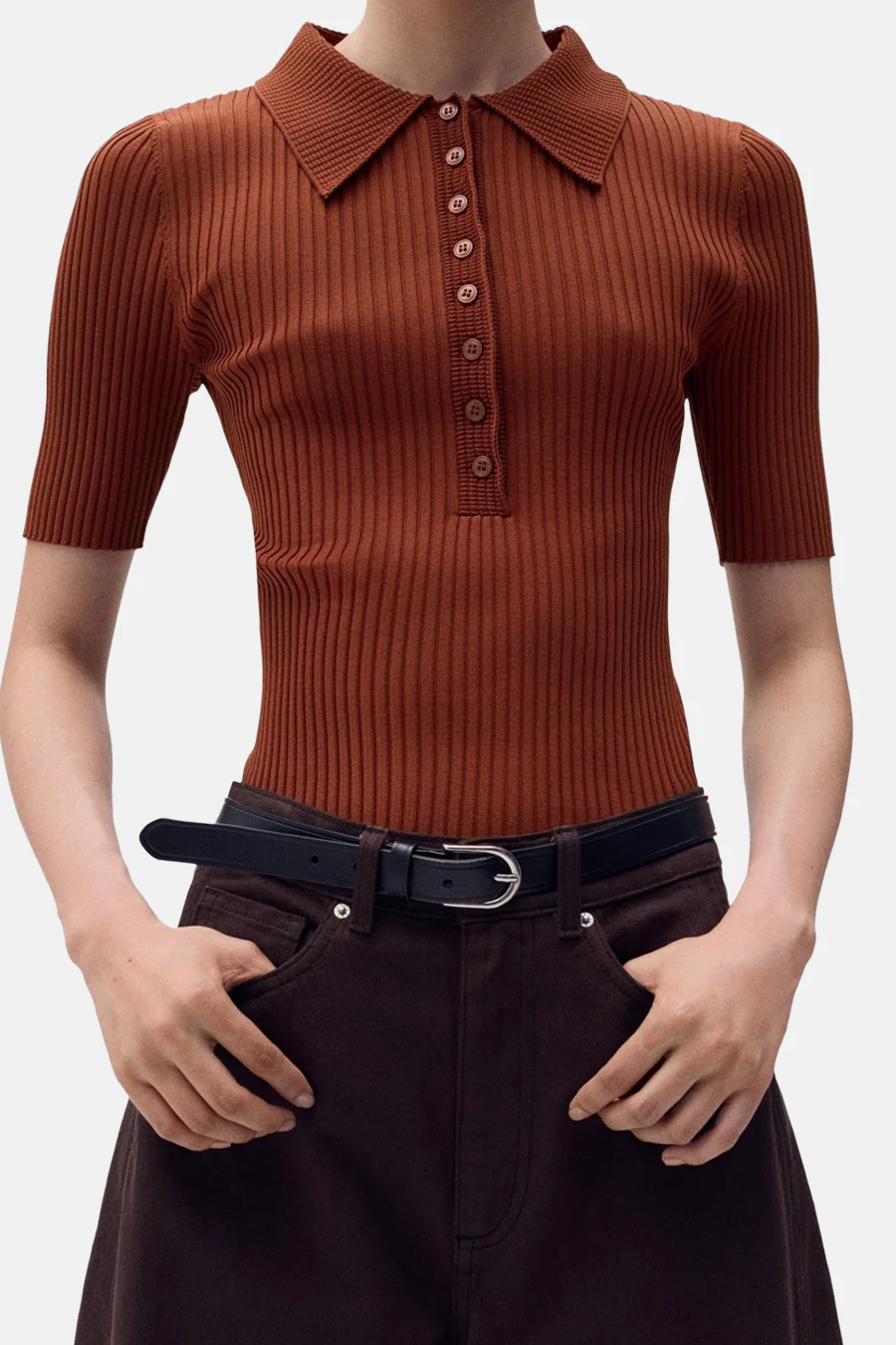 Pull met ronde hals - bruin