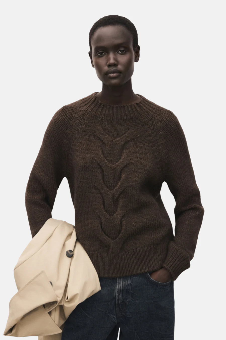 Pull met ronde hals - bruin