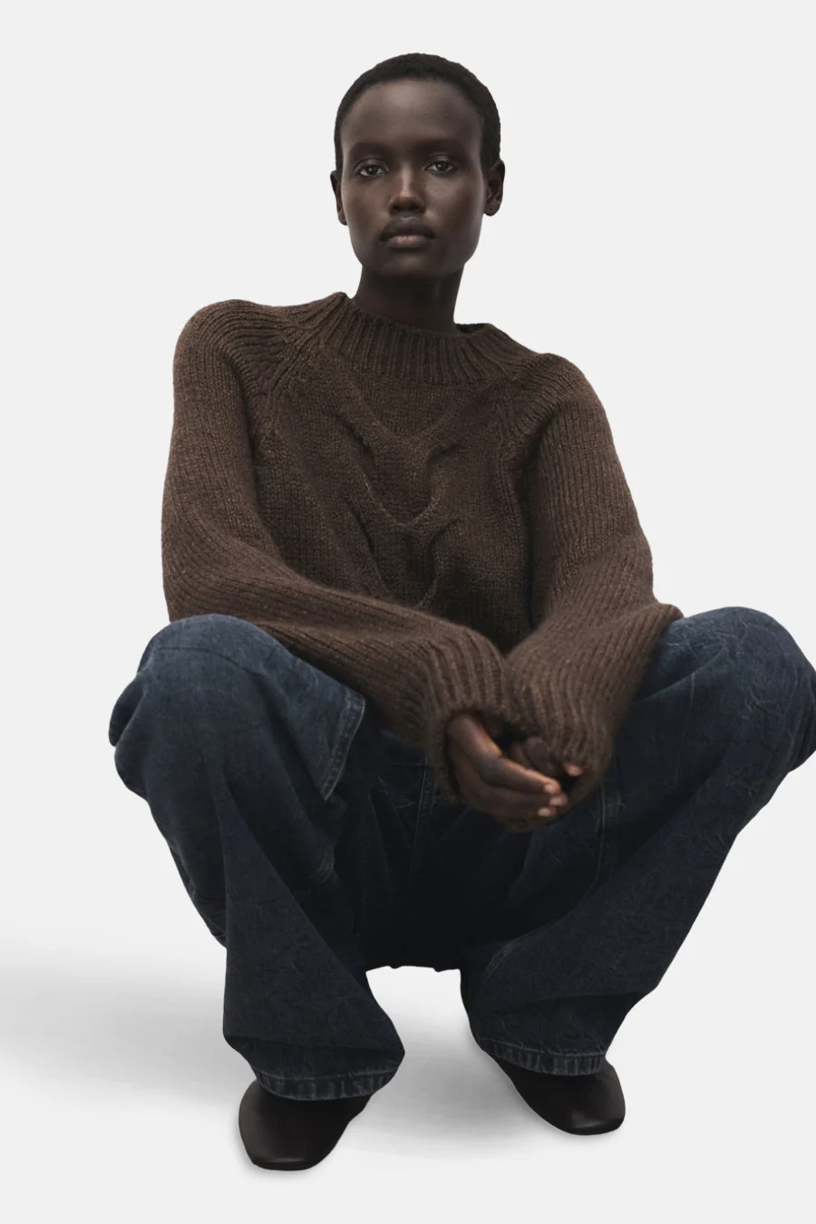 Pull met ronde hals - bruin - Image 5